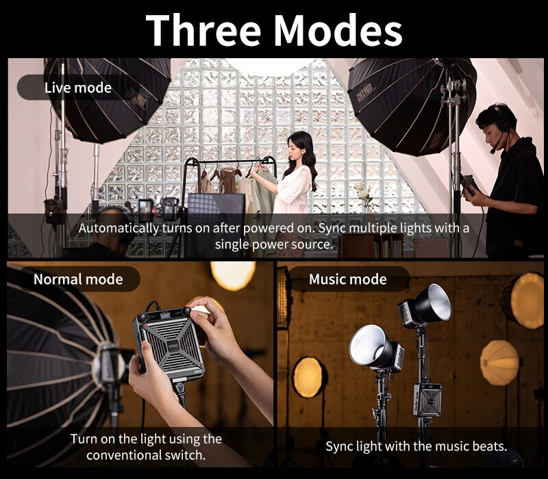 ZHIYUN Molus G200 200W Bi-Color LED Video Light Bowen Mount Photography Lighting