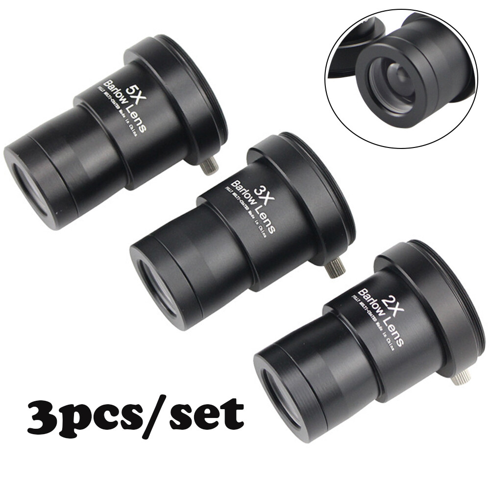 1.25 inch Astronomical Telescope Barlow Lens 2X 3X 5X Eyepiece Lens 3Pcs/Set US