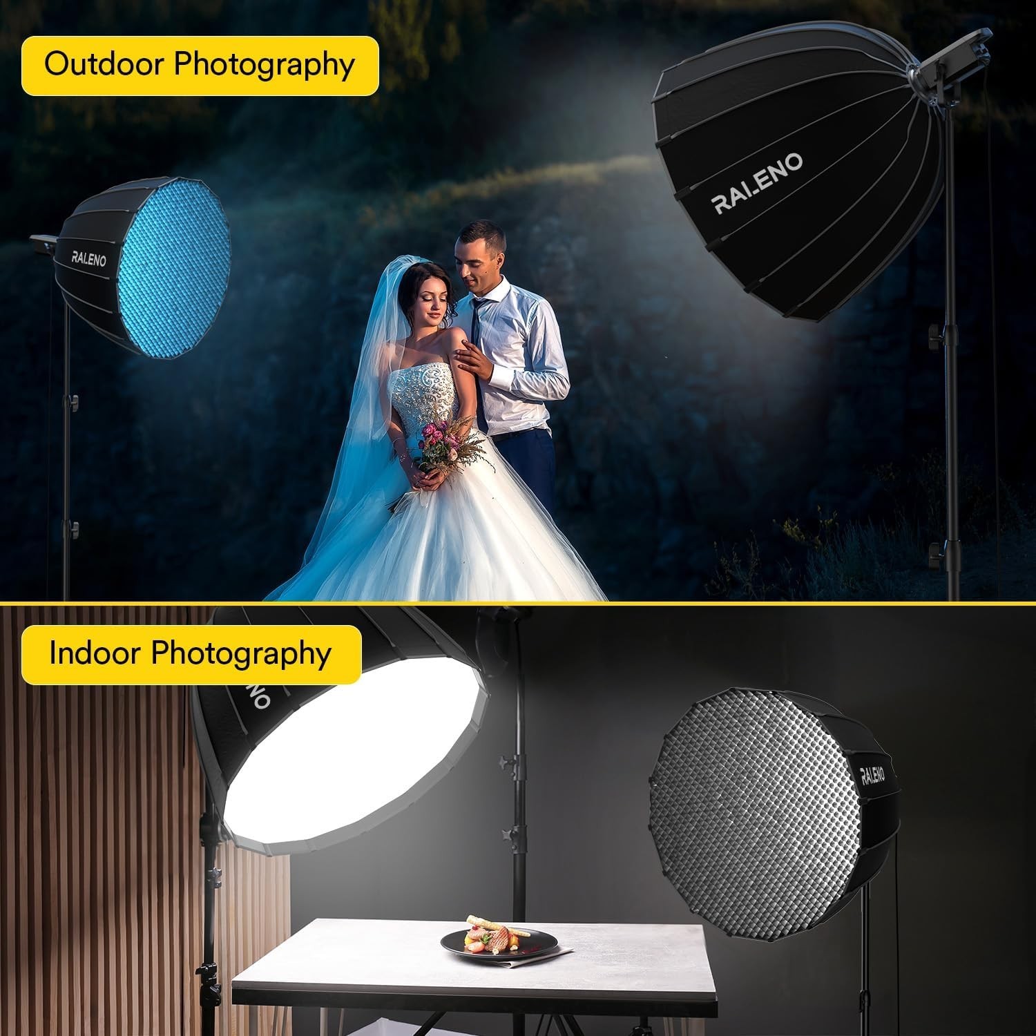 35.4″/90Cm Bowens Mount Parabolic Softbox, Professional Studio Lighting with Hon
