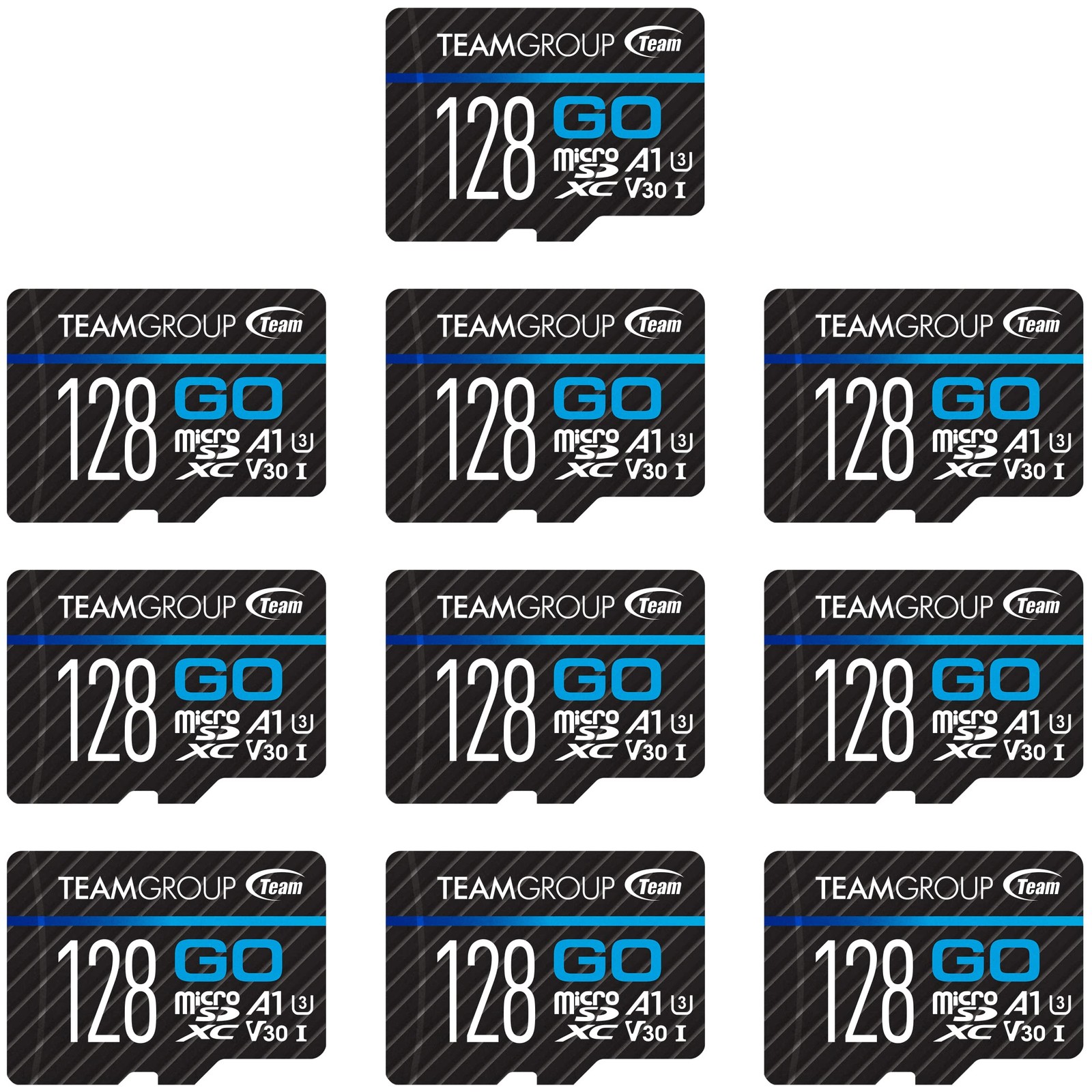 TEAMGROUP GO Card 128GB x 10 Pack MicroSDXC UHS-I U3 V30 10PACK, black