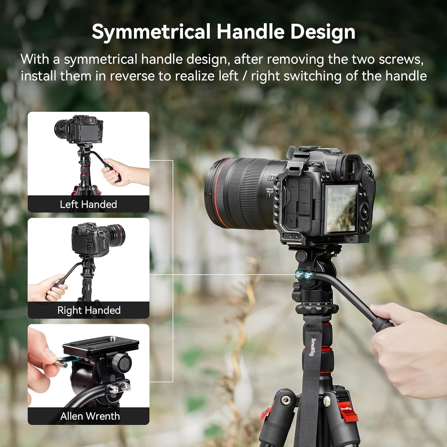 SmallRig Tripod Fluid Head Pan Tilt Head with Quick Release Plate for Arca Swiss