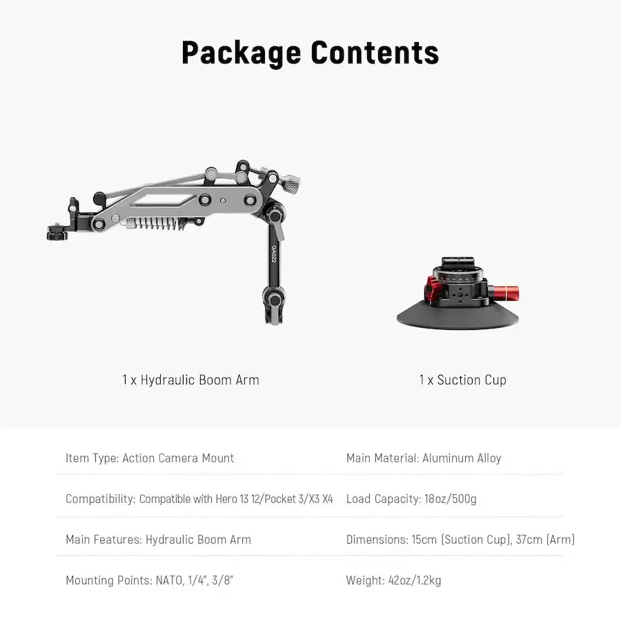 Neewer – Vacuum Suction Car Mount with Hydraulic Boom Arm & NATO Rail