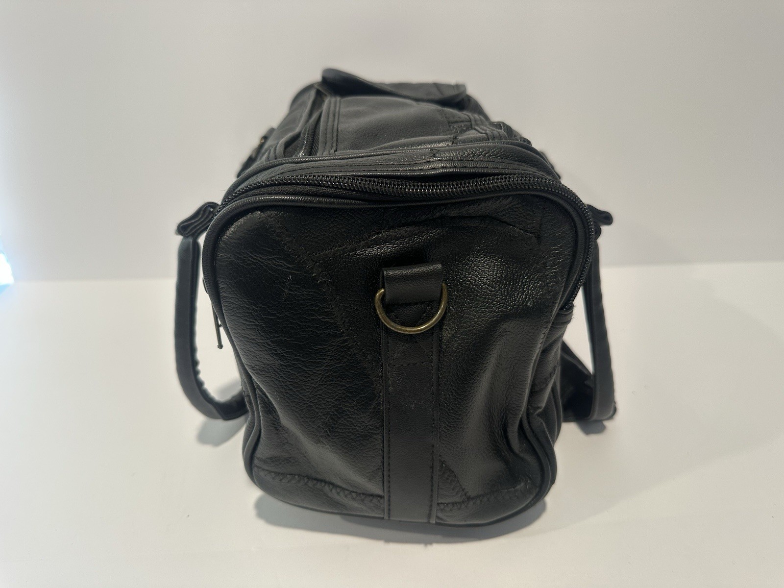 Black Synthetic Leather Camera Carry Shoulder Bag with Accessory Compartments
