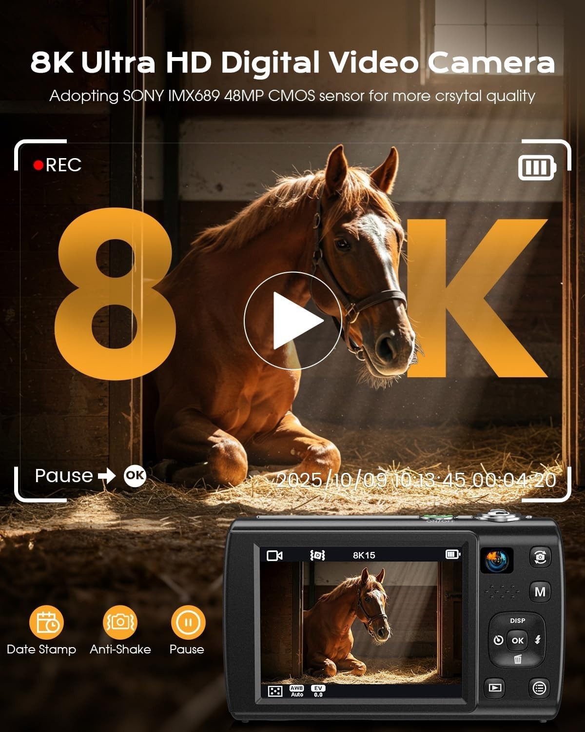 8K Digital Camera, 88MP Cameras for Photography with WiFi & Touch Screen, 16X…