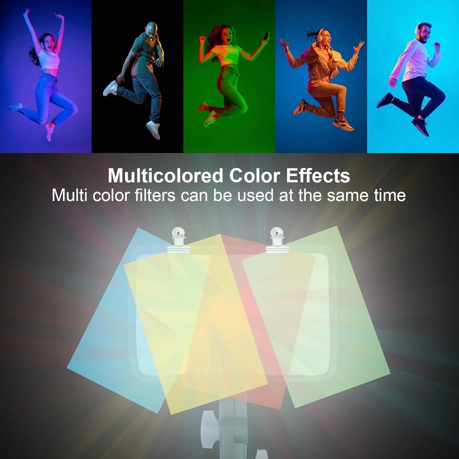 2 Pack LED Video Light Photography Lighting Kit with Tripod & Colored Filters