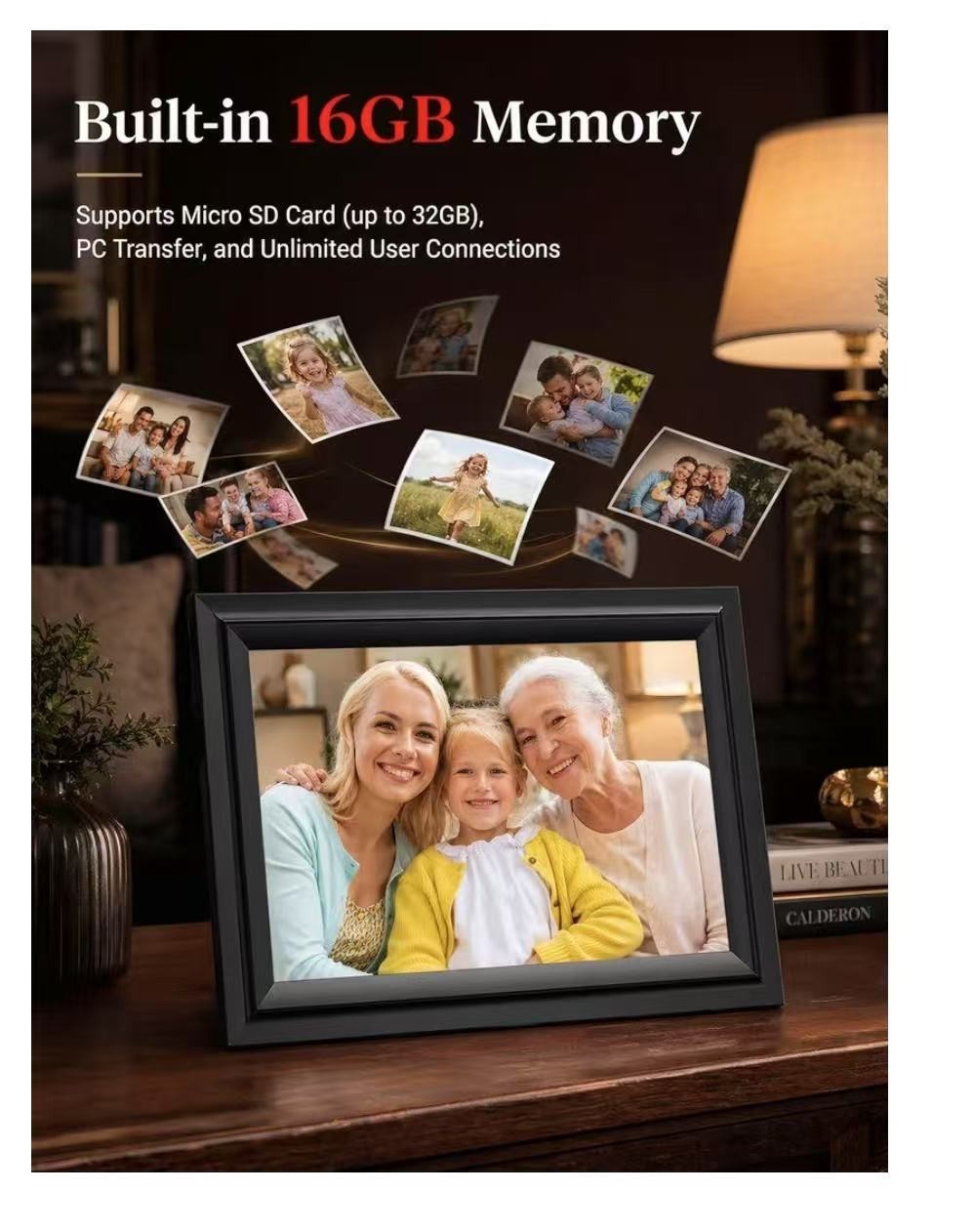 10.1 Inch Digital Picture Frame with IPS HD Touch Screen, 16GB Storage Photo