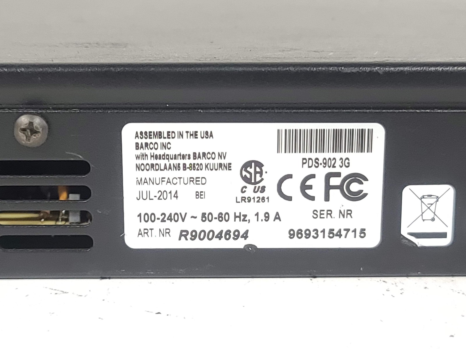 Barco R9004694 PDS-902 3G SDI Digital Video Switcher(C1790-104)