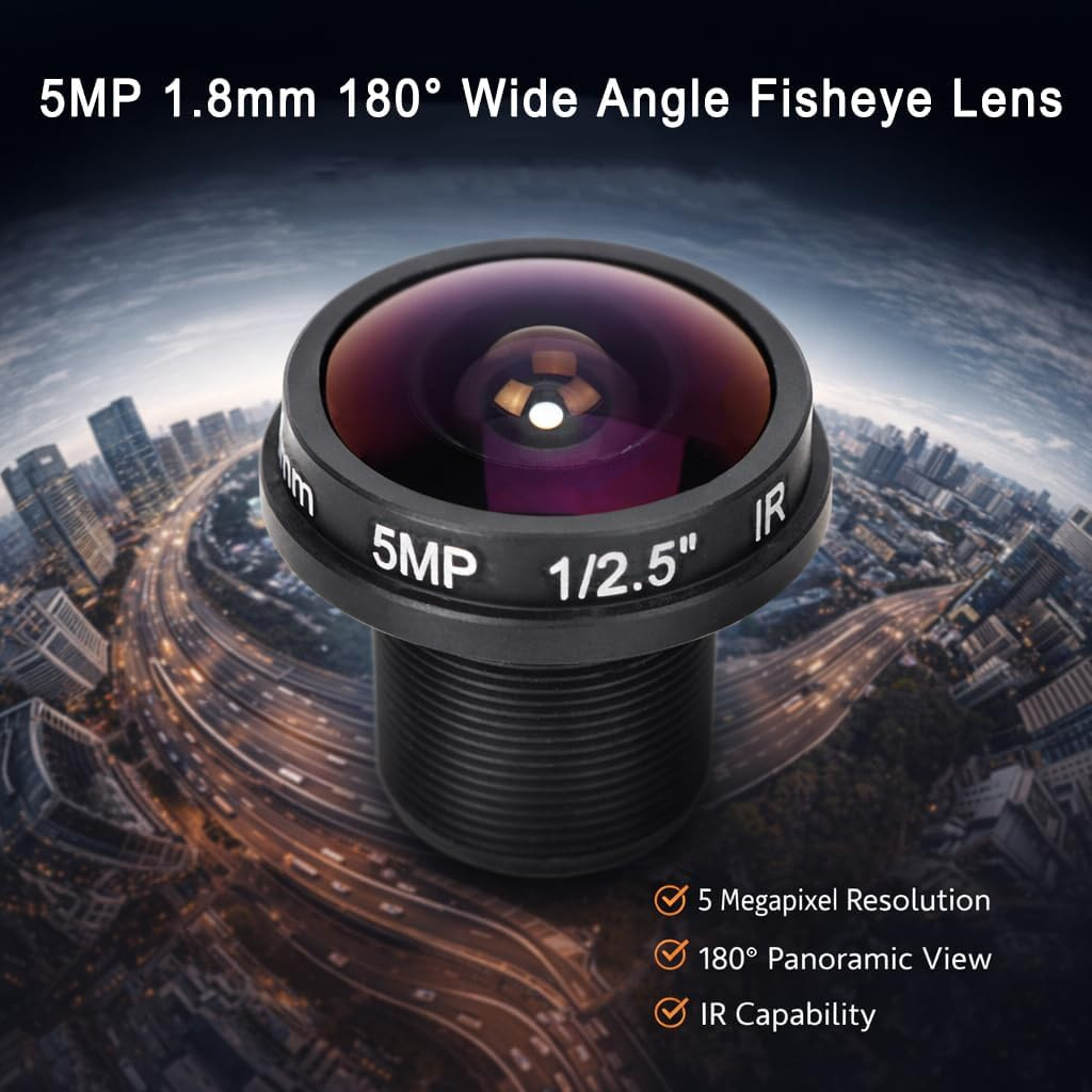 1.8Mm 180° Wide Angle Board Lens, HD 5Mp Fisheye View CCTV Wide Angle Camera for