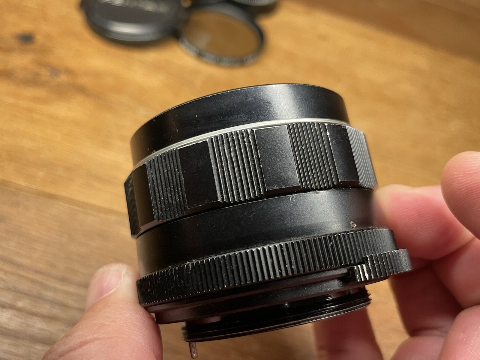 *Early Model Near Mint w/ ND Filter & Hood* Pentax Super Takumar 55mm F/1.8 Lens