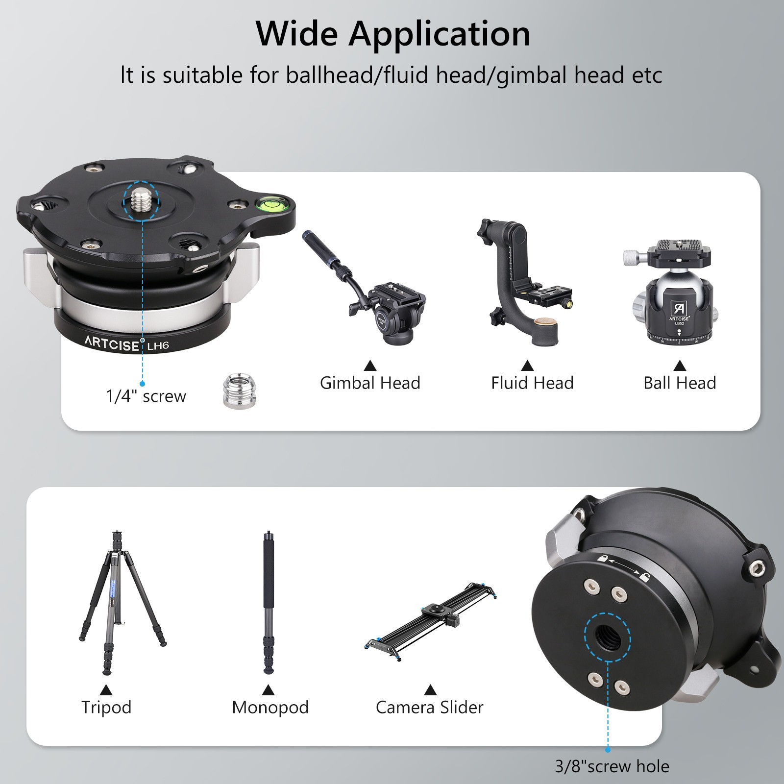 Tripod Leveling Base Camera Leveler Adjusting Plate 360° Panoramic Pan Base