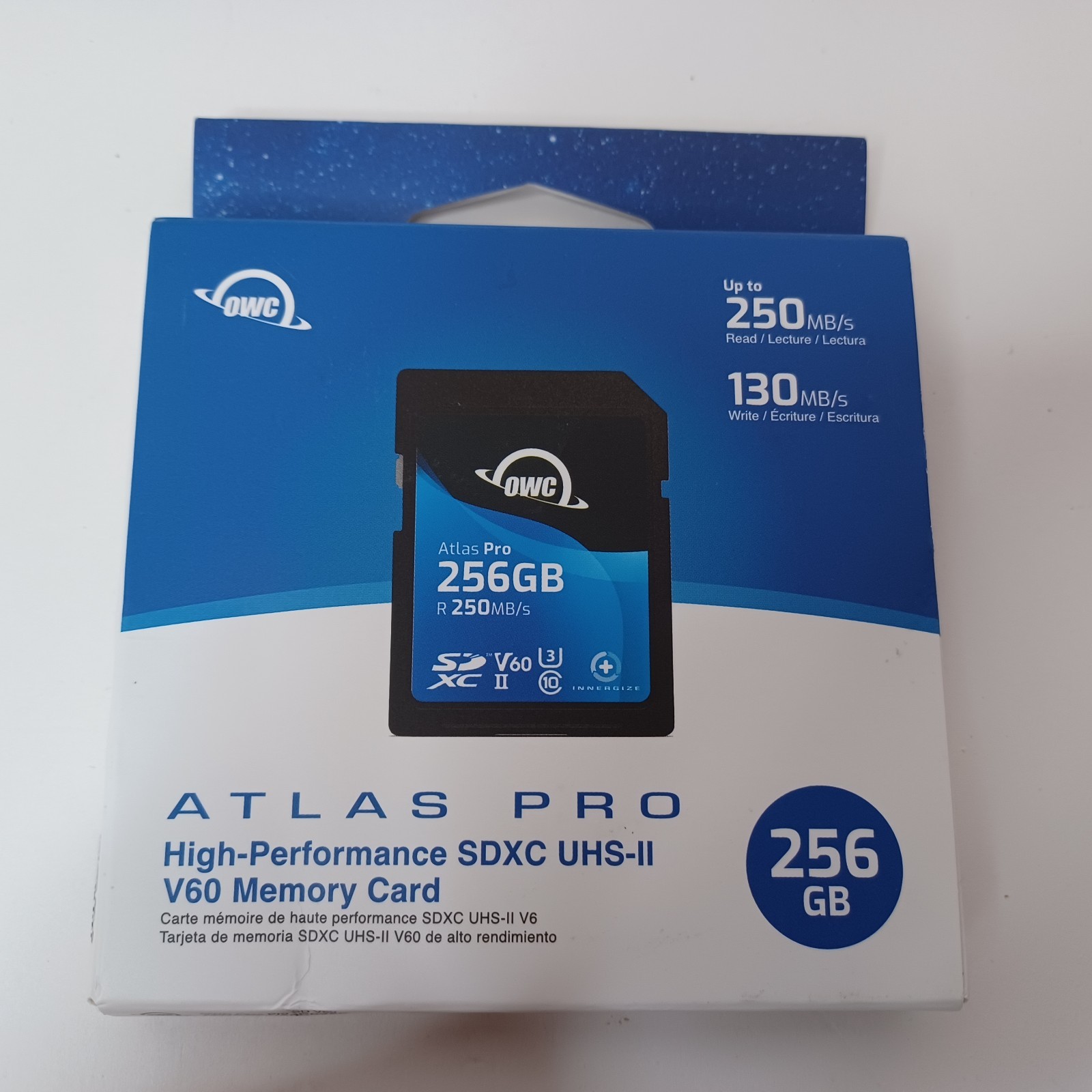 OWC Atlas Pro 256GB SDXC UHS-II V60 Media Card *up to 130MB/s write and 250MB/s*