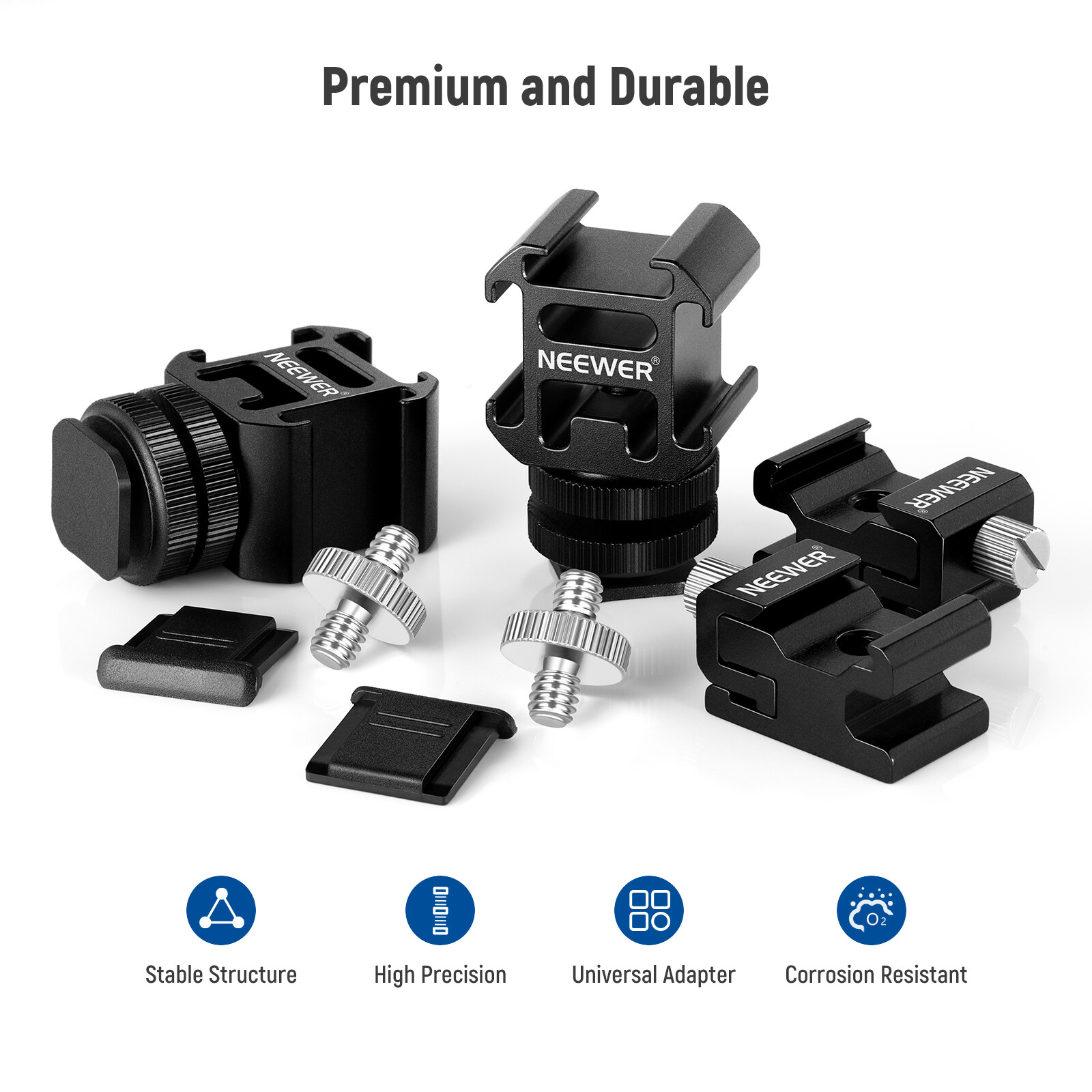 NEEWER 8 PCs DSLR Hot Shoe Mount Adapter Kit for Triple Cold Shoe Mount