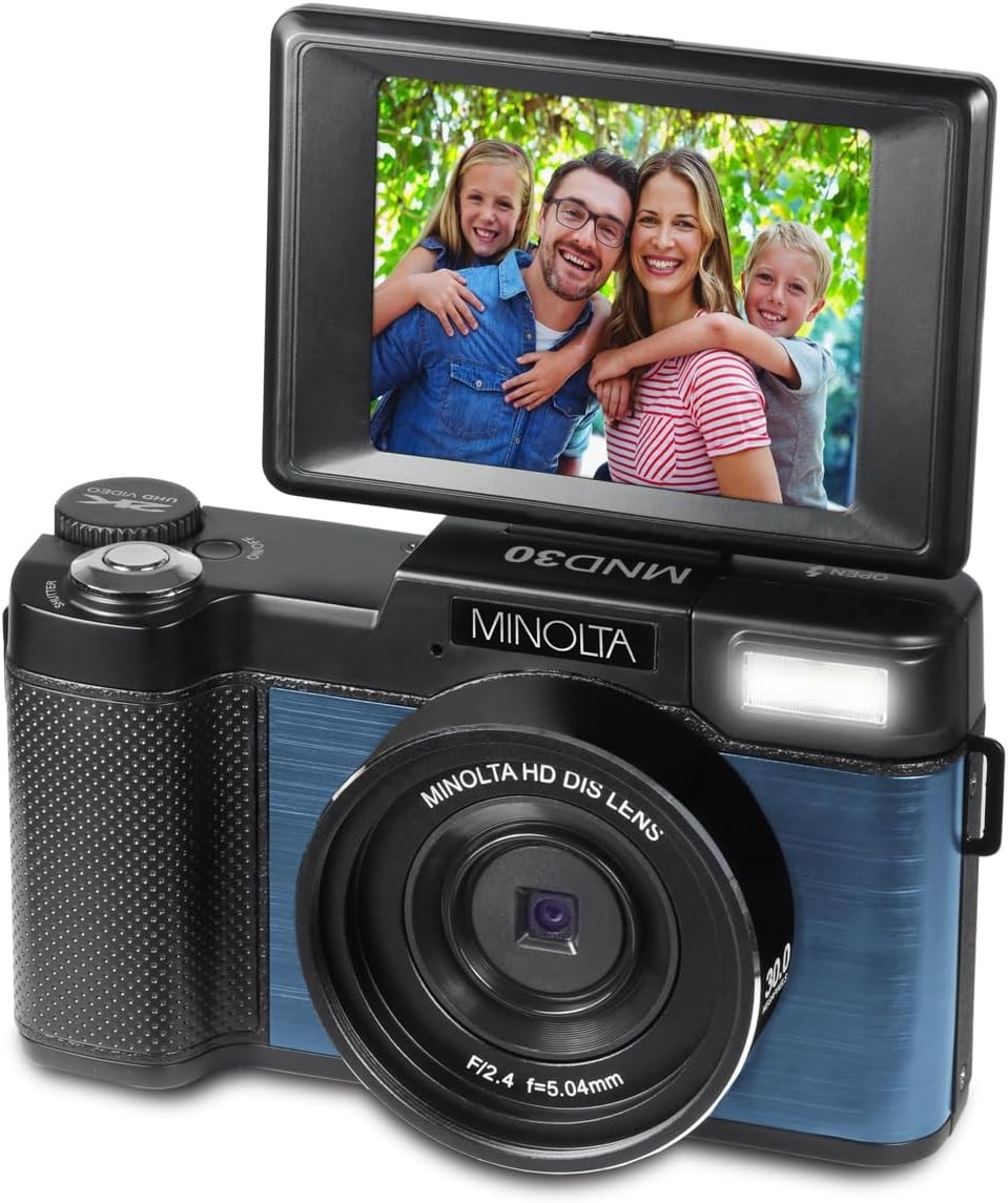 Minolta MND30 30MP 2.7K QHD 3.0″ LCD Screen Digital Camera, Blue