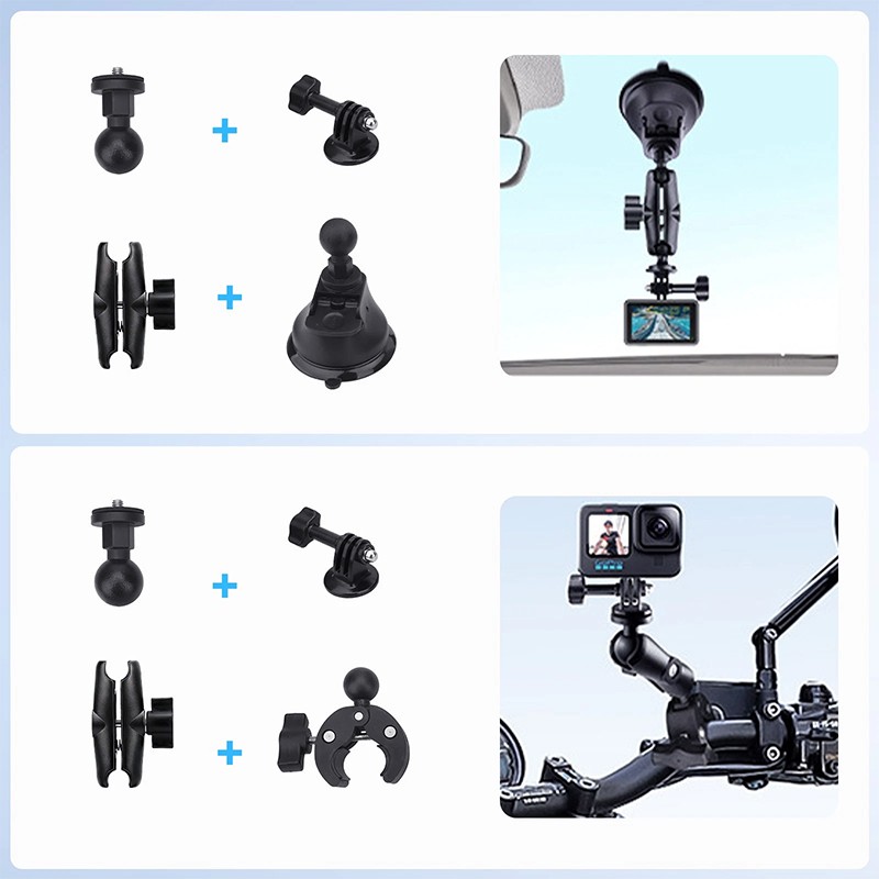Car Suction Cup Mount Bracket+Selfie Stick For Insta360 X5 X4 X3 X2 DJI Camera