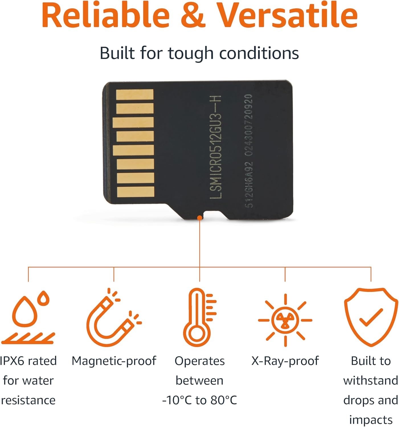Amazon Basics 512GB microSDXC Card w/Full Size Adapter Speeds Up To 200MB/s