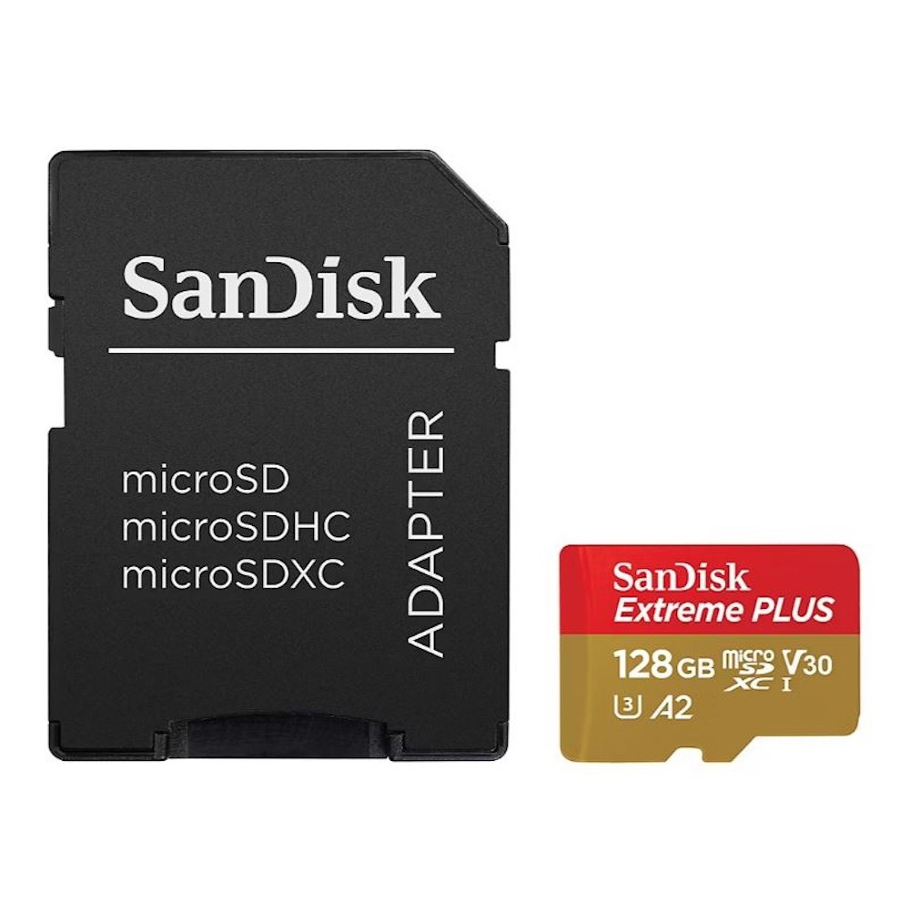 SanDisk 128GB Extreme PLUS microSDXC UHS-I Card – 200MB/s 4K V30 with Adapter