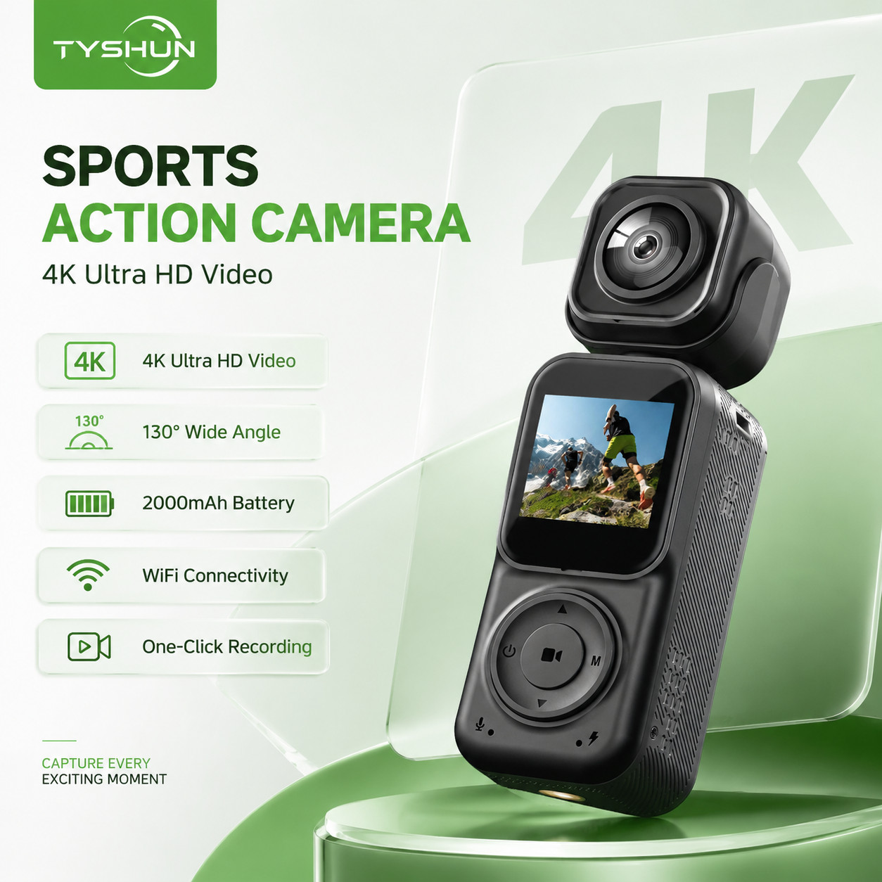 Q3 Pocket Dual Lens Action Camera 150° Wide Angle Record front & back scenes US