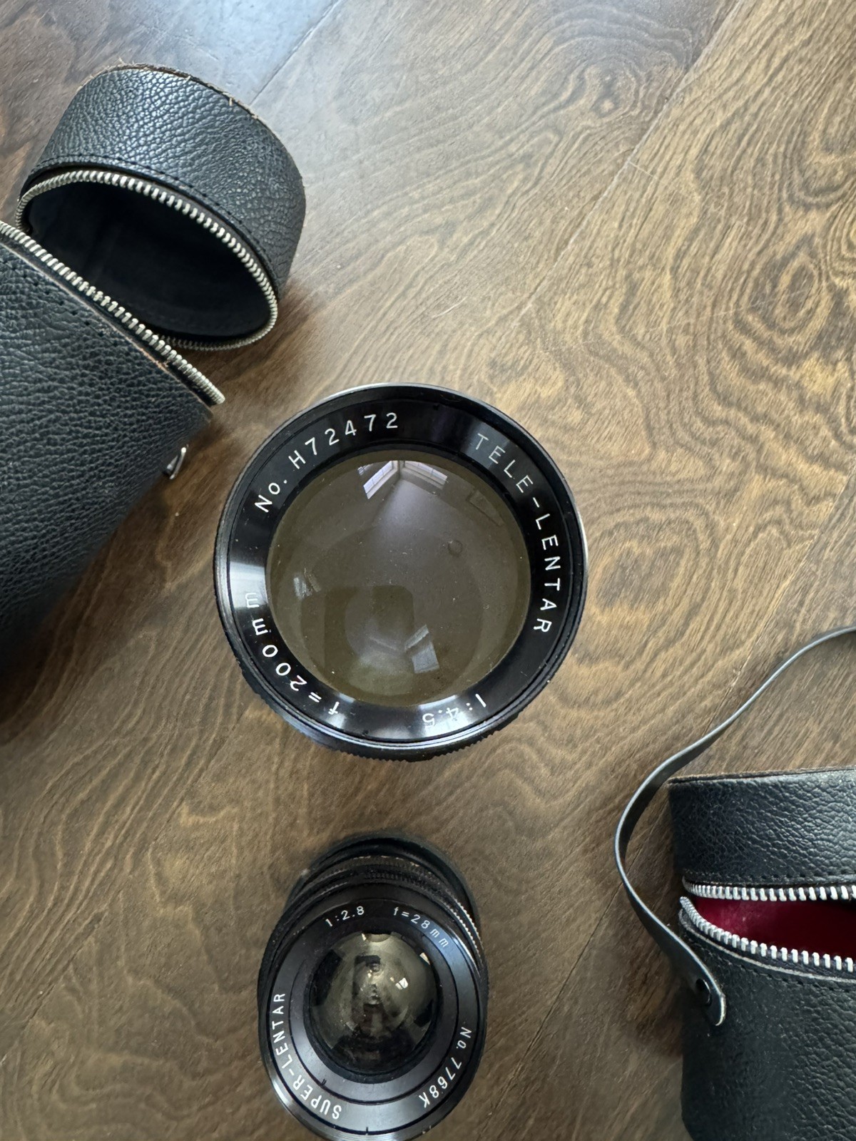 Tele – Lentar 1:4.5 f=200mm / Super – Lentar 1:2.8 f=22mm Vintage Lens w/ Cases