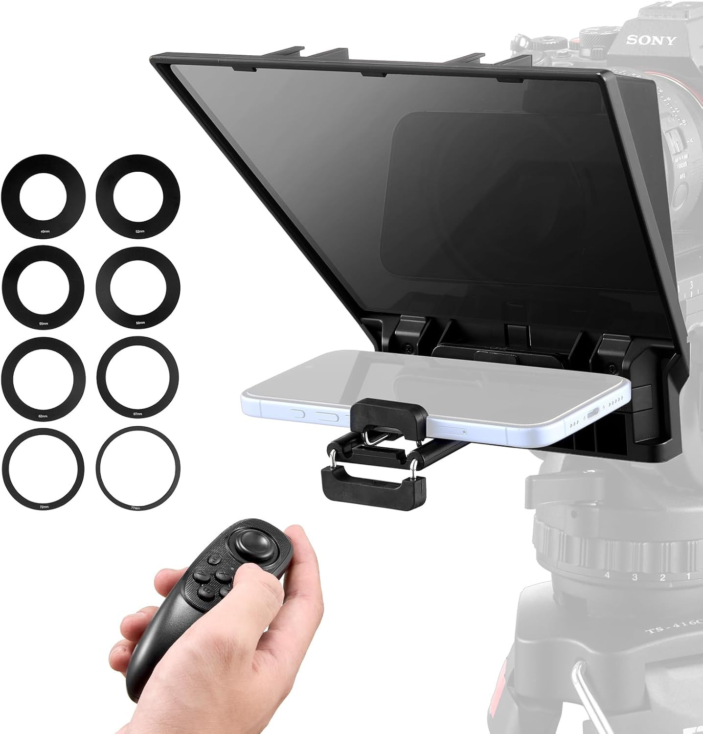 Teleprompter, 8″ Desktop Prompter with Adjustable Spectroscope, Remote Control,