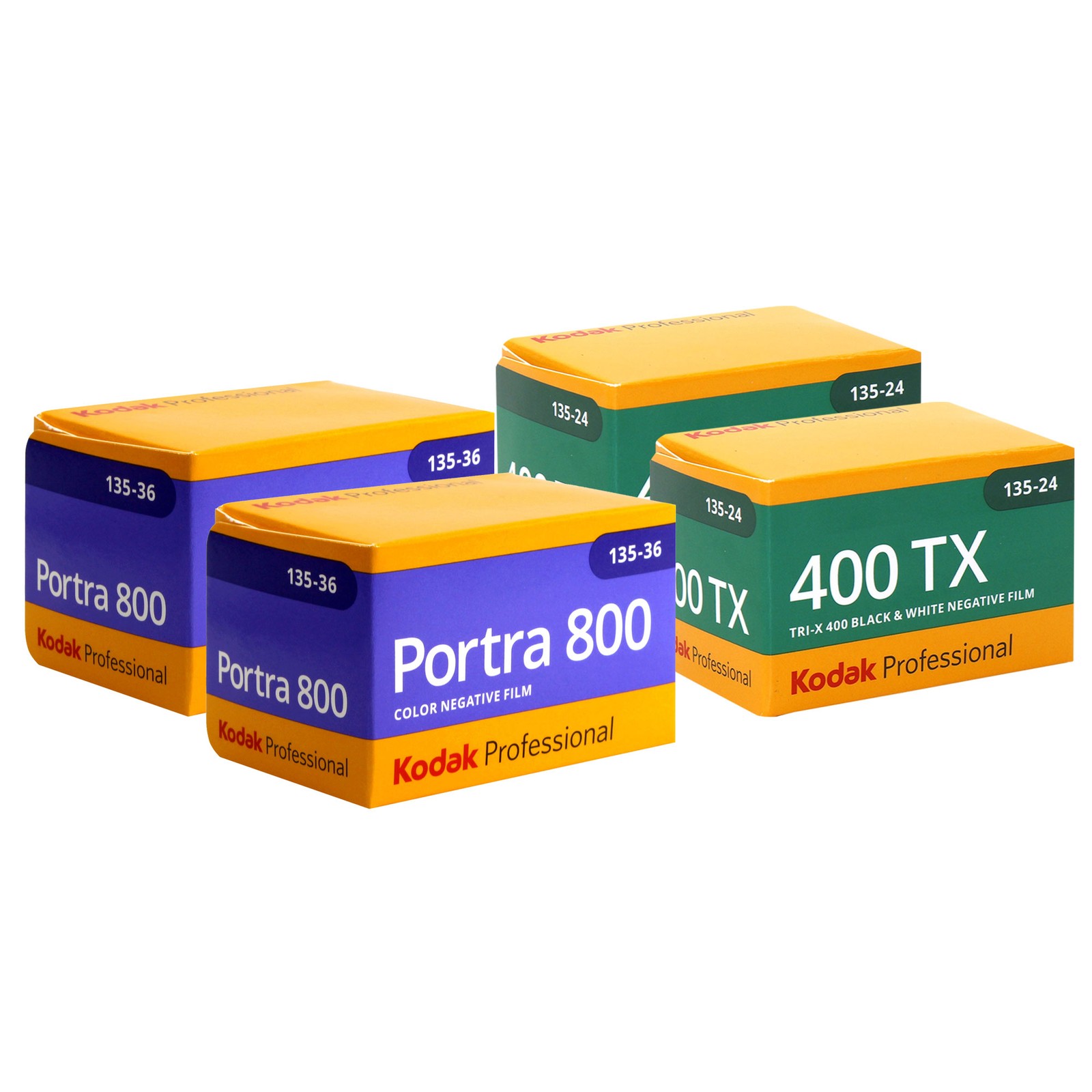 2x Kodak Portra 800 Color Negative Film and 2x 400TX Tri-X 400 B&W Negative Film