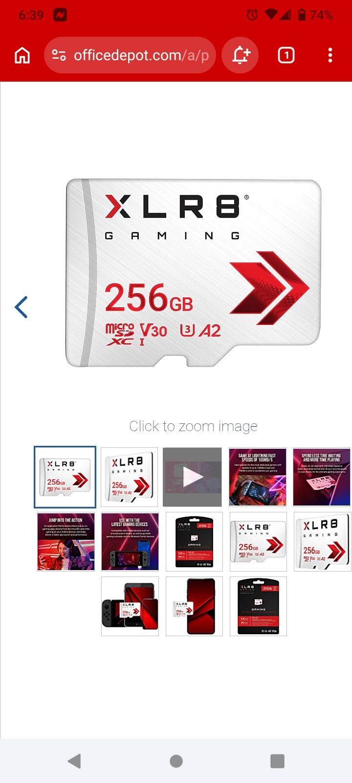 XLR8 XLR8 Gaming 256GB microSDXC Card Class 10 U3 V30 A2 High Speed