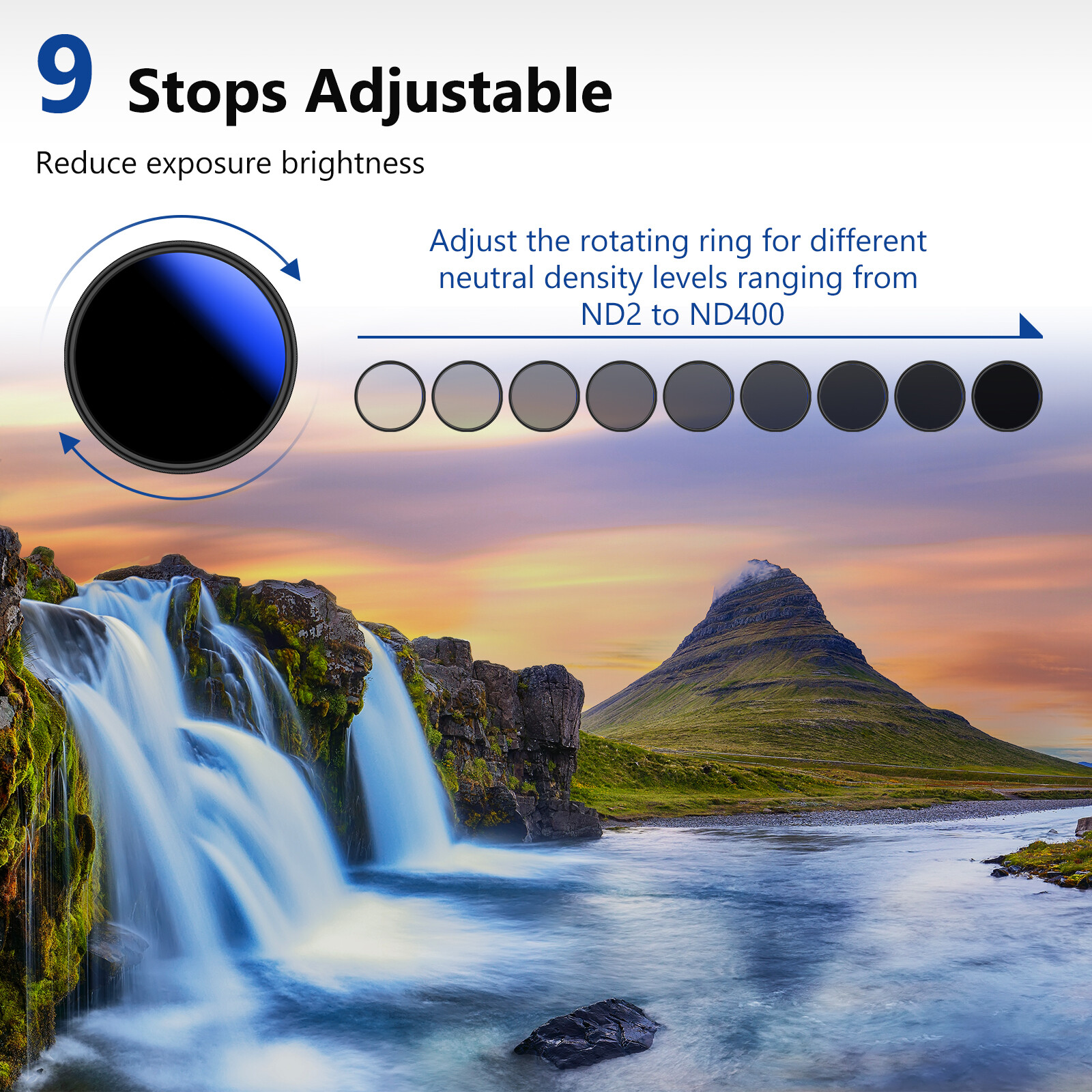 Neewer 49mm MRC ND Filter, Variable Neutral Density Adjustable ND Filter