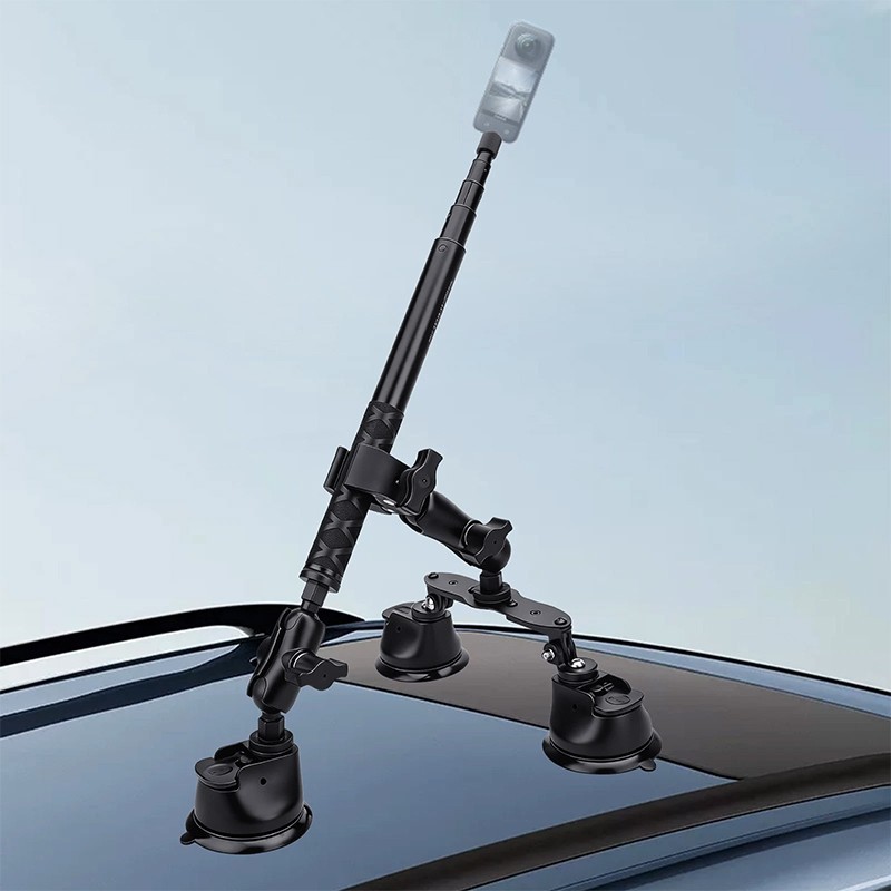 Car Suction Cup Mount Bracket+Selfie Stick For Insta360 X5 X4 X3 X2 DJI Camera