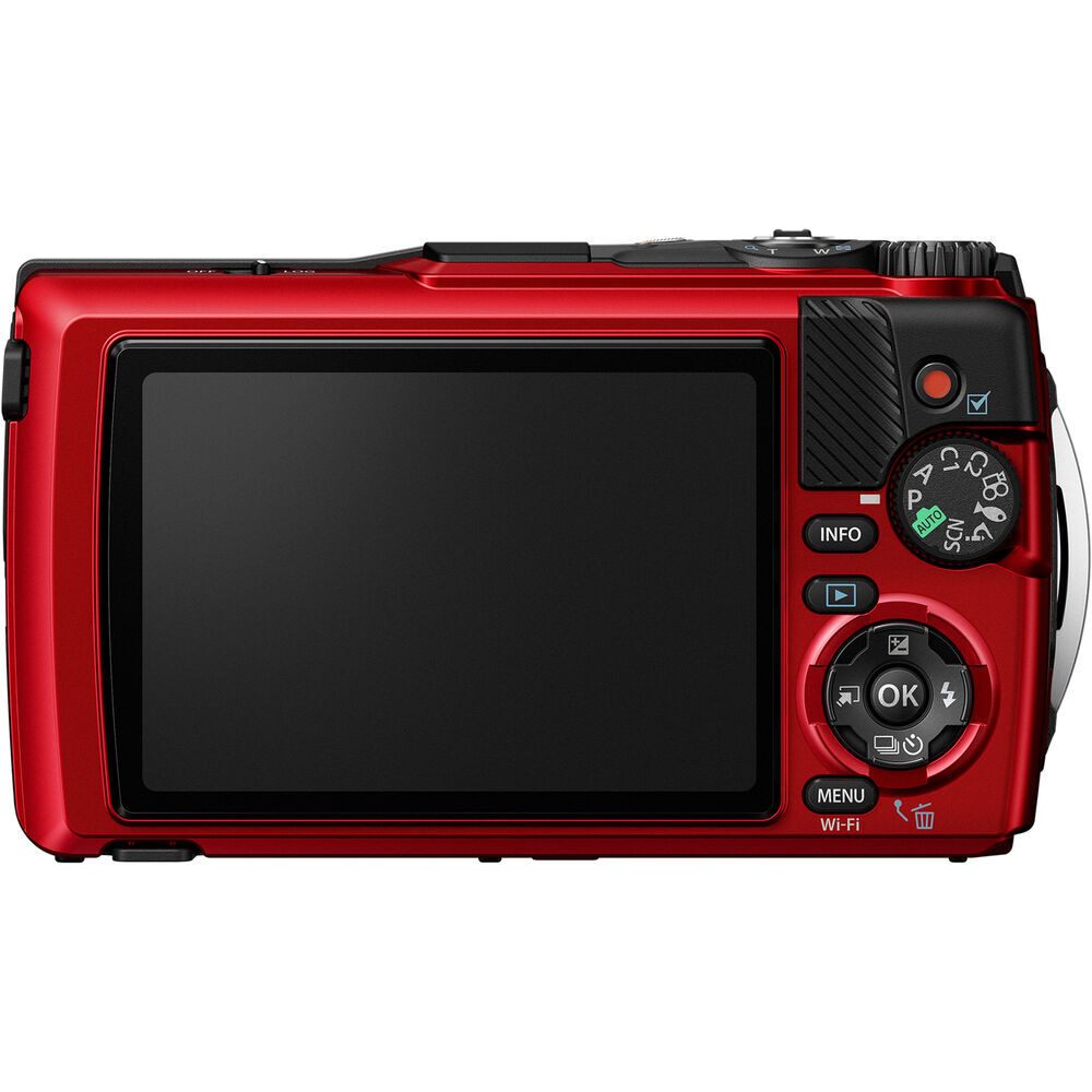 OM SYSTEM Tough TG-7 Digital Camera (Red) V110030RU000 – 12PC Accessory Bundle