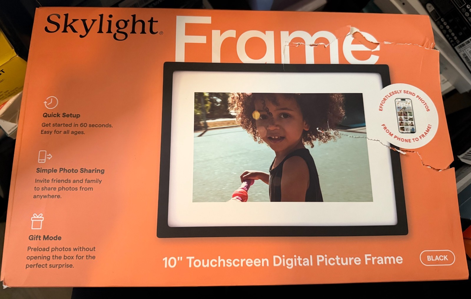 Skylight Frame 10in Touchscreen Digital Picture Frame, Wi-Fi,8GB, Black OPEN BOX