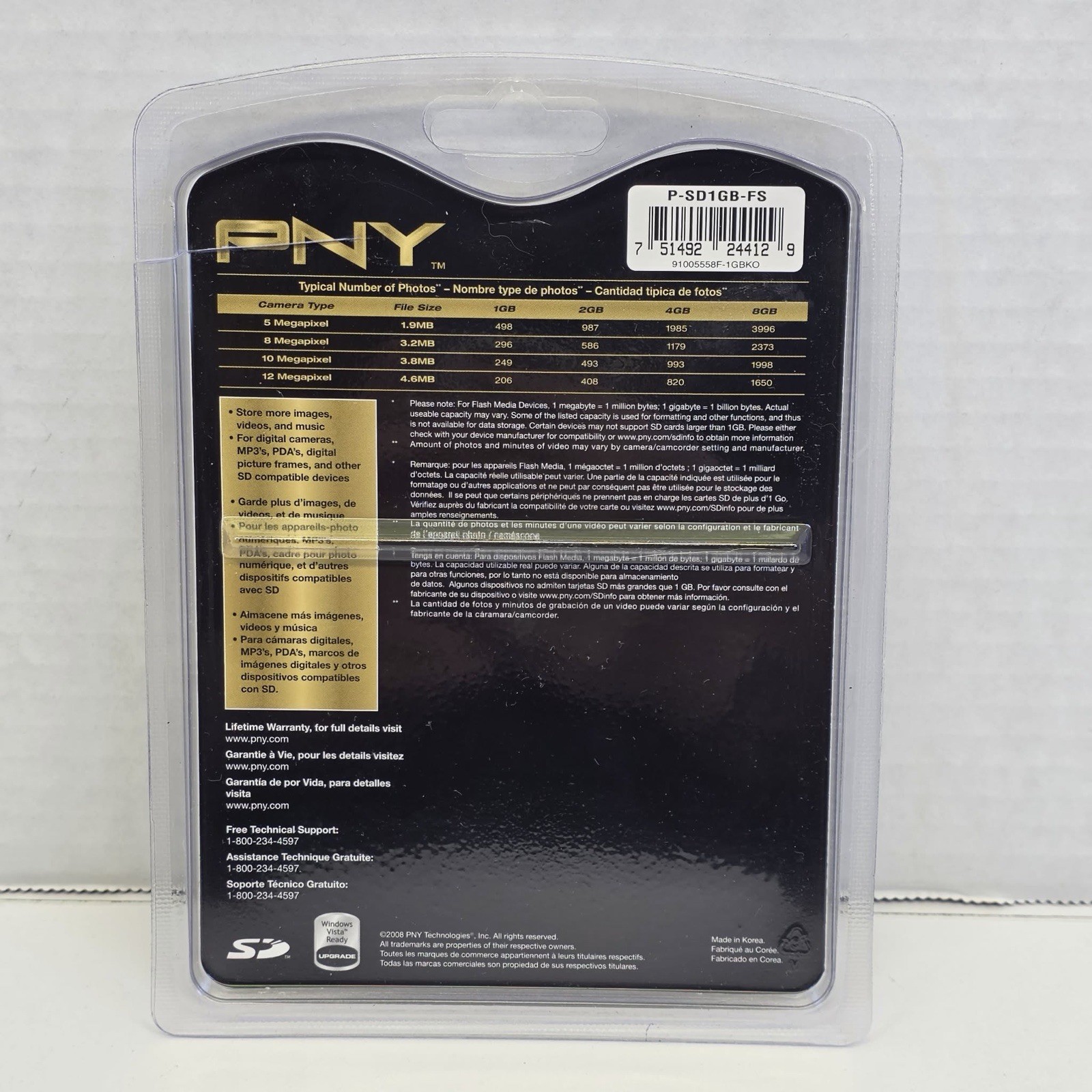 PNY 1GB SD Premium Flash Memory Card-P-SDG1GB-FS-