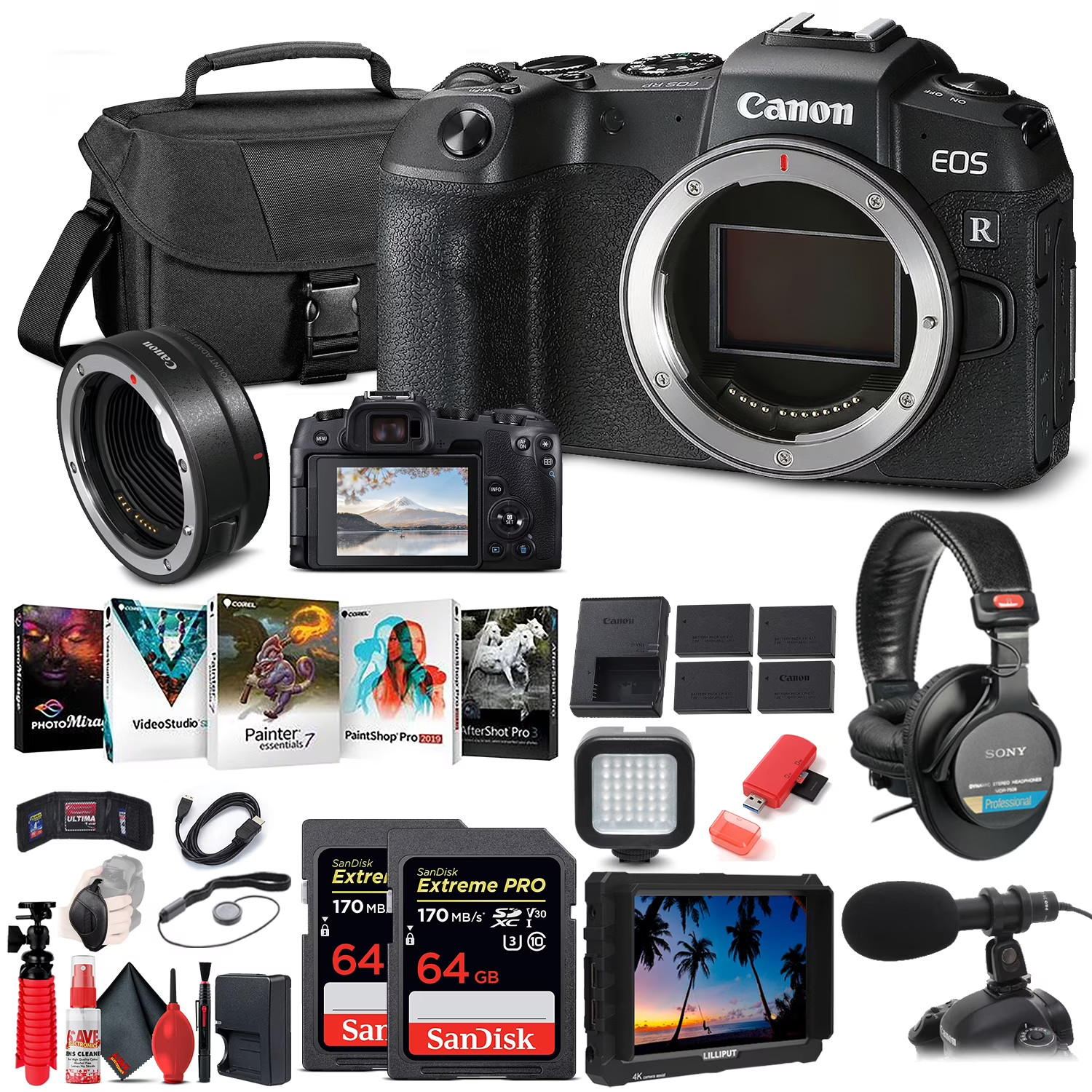 Canon EOS RP Mirrorless Digital Camera (3380C002) + 4K Monitor + More