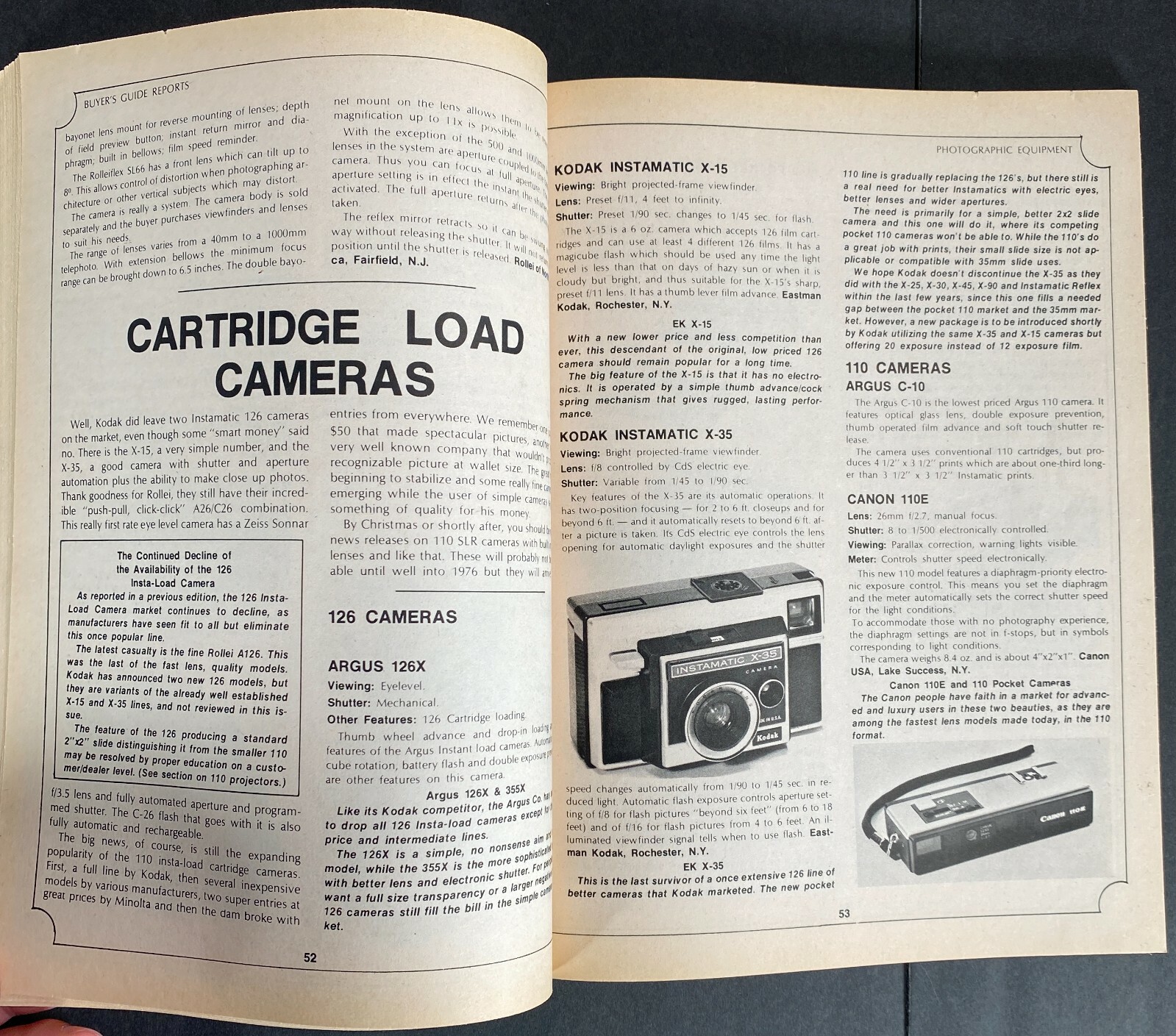 Vtg PHOTOGRAPHIC EQUIPMENT 1975 Buyer’s Guide Reports/Evaluations/New Products