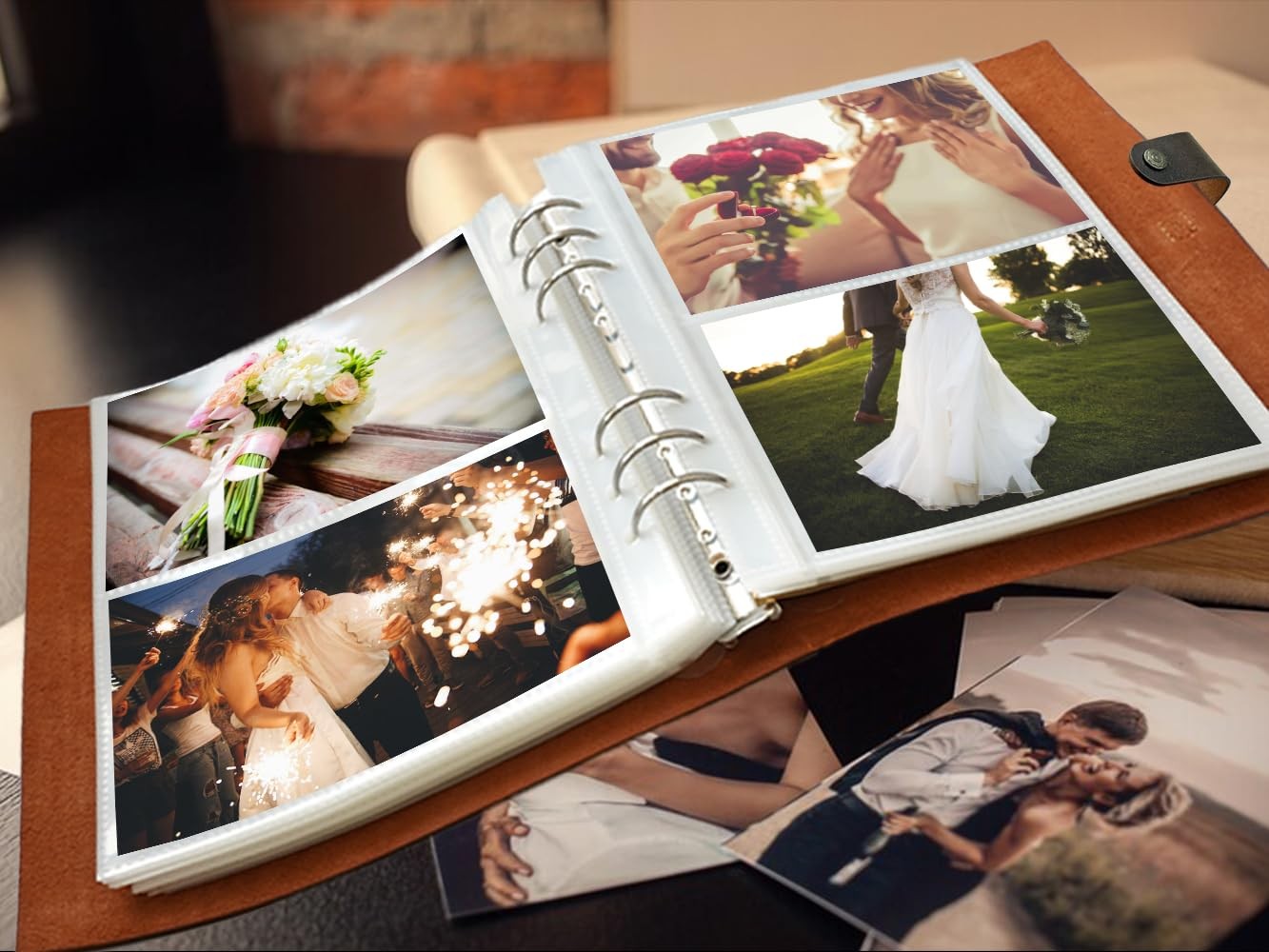 Photo Album 4×6 300 Photos, Genuine Leather Photo Albums with Writing Space w…