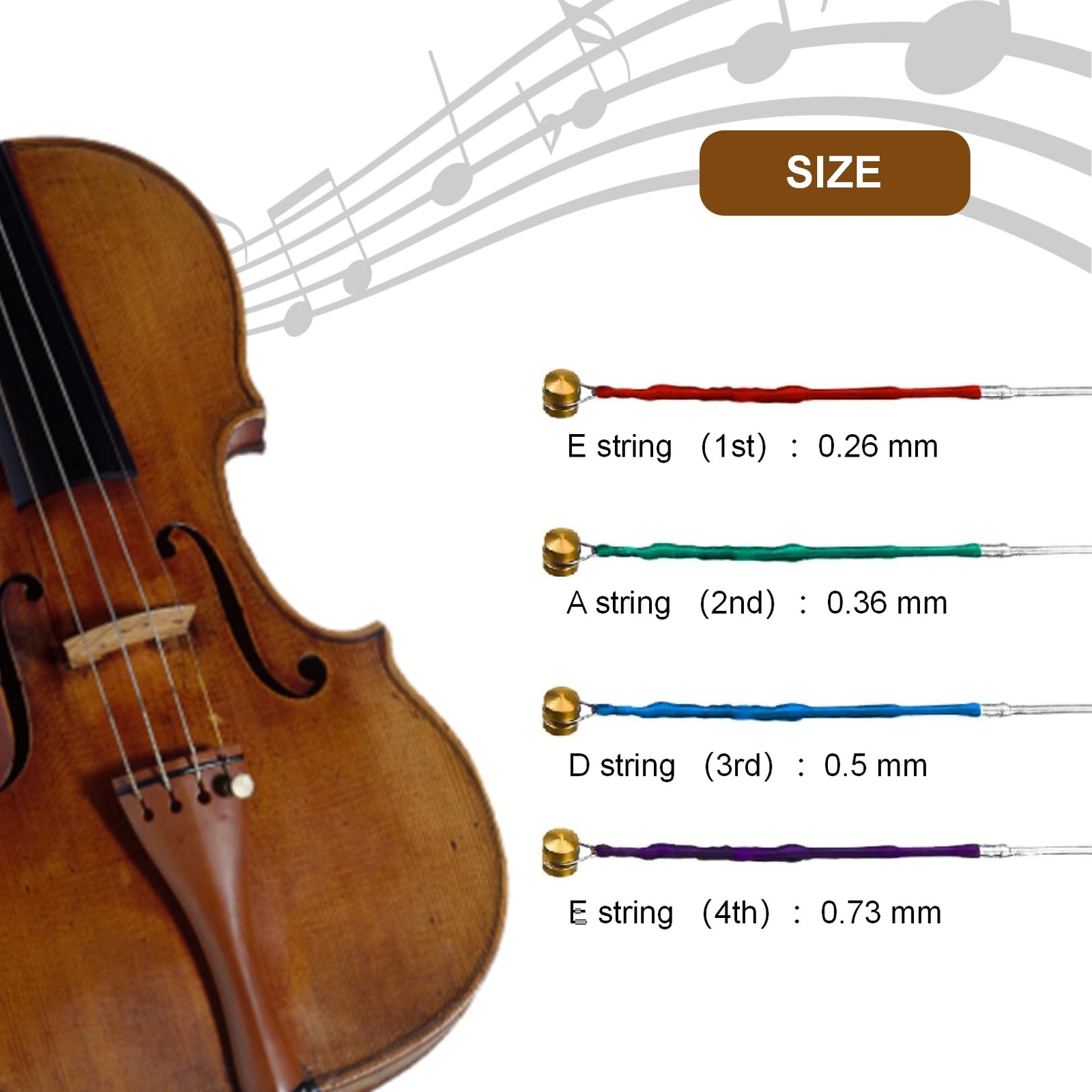 Cheerock 4 Set Violin Strings Full Size 4/4, Universal Steel Core silver