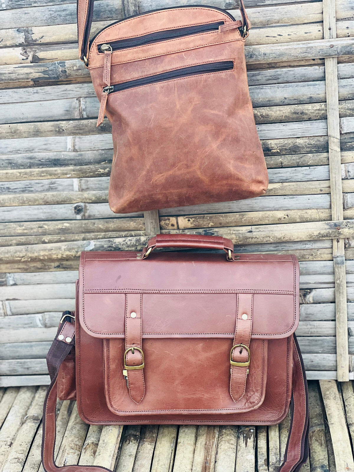 14″ Vintage Buff leather satchel shoulder bag for camera Lens Bag Leather bag