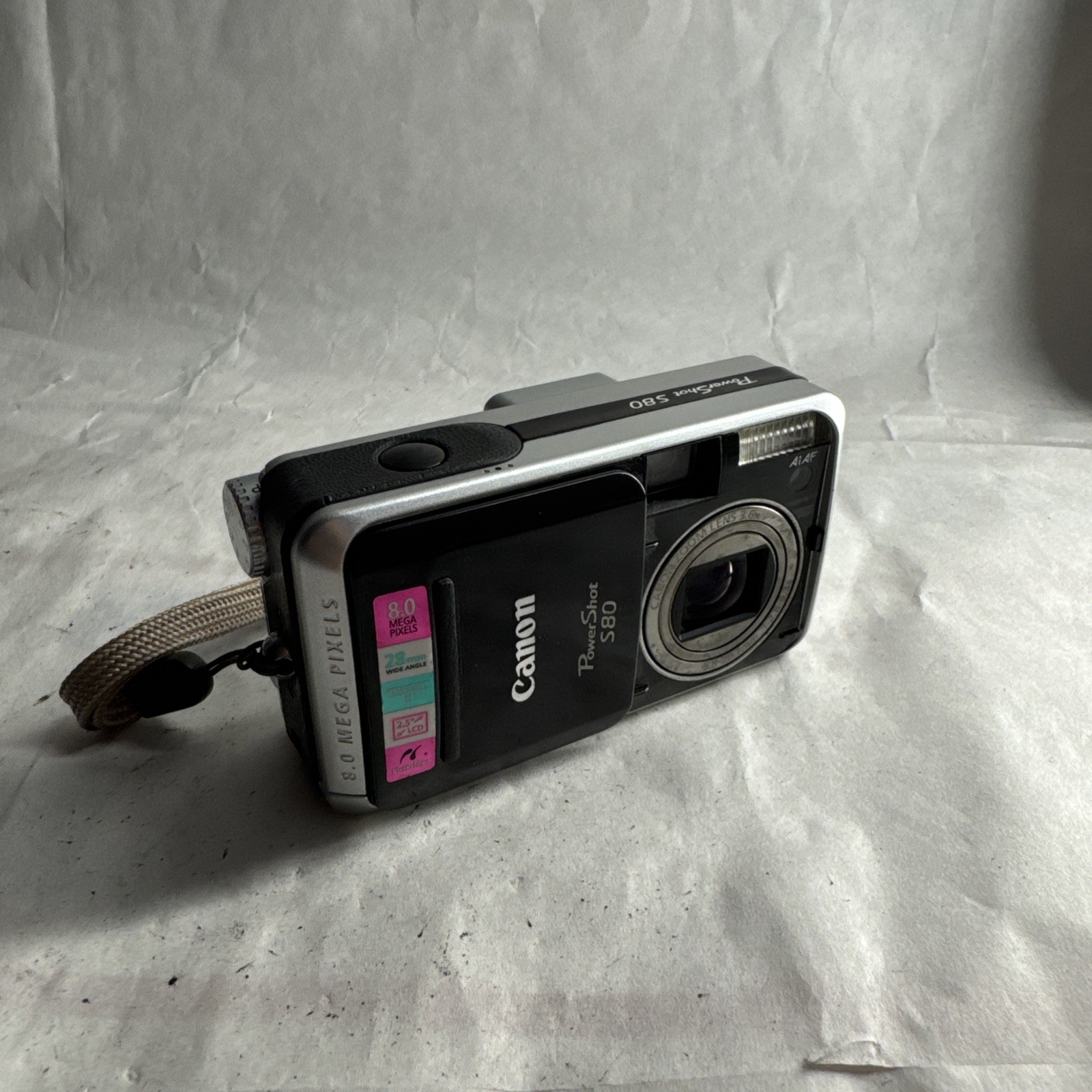 Canon PowerShot S80 8MP 3.6x Optical Zoom Digital Camera Black – Tested! READ!
