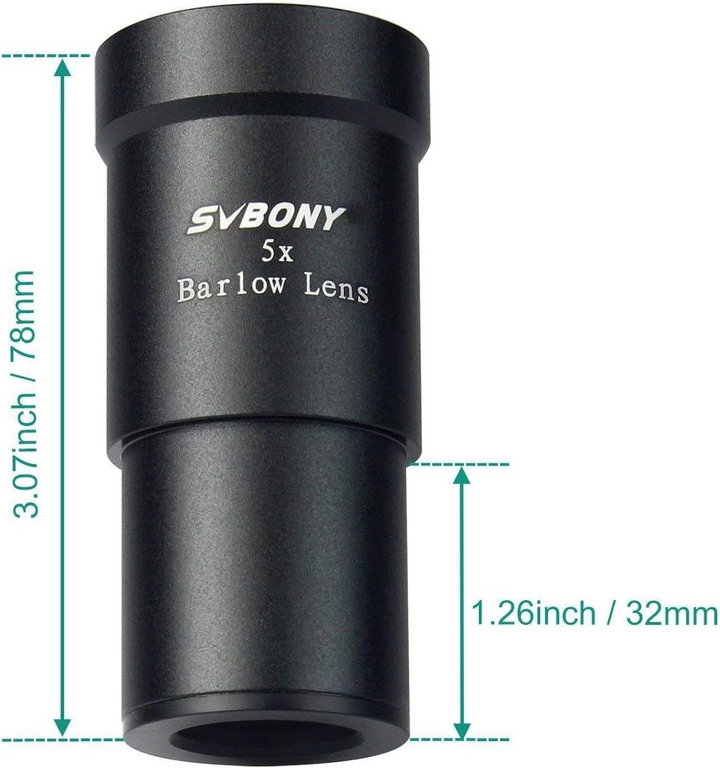 Telescope Barlow Lens 5X, 1.25 Inch Telescope Accessory, Fully Multi Coated B…
