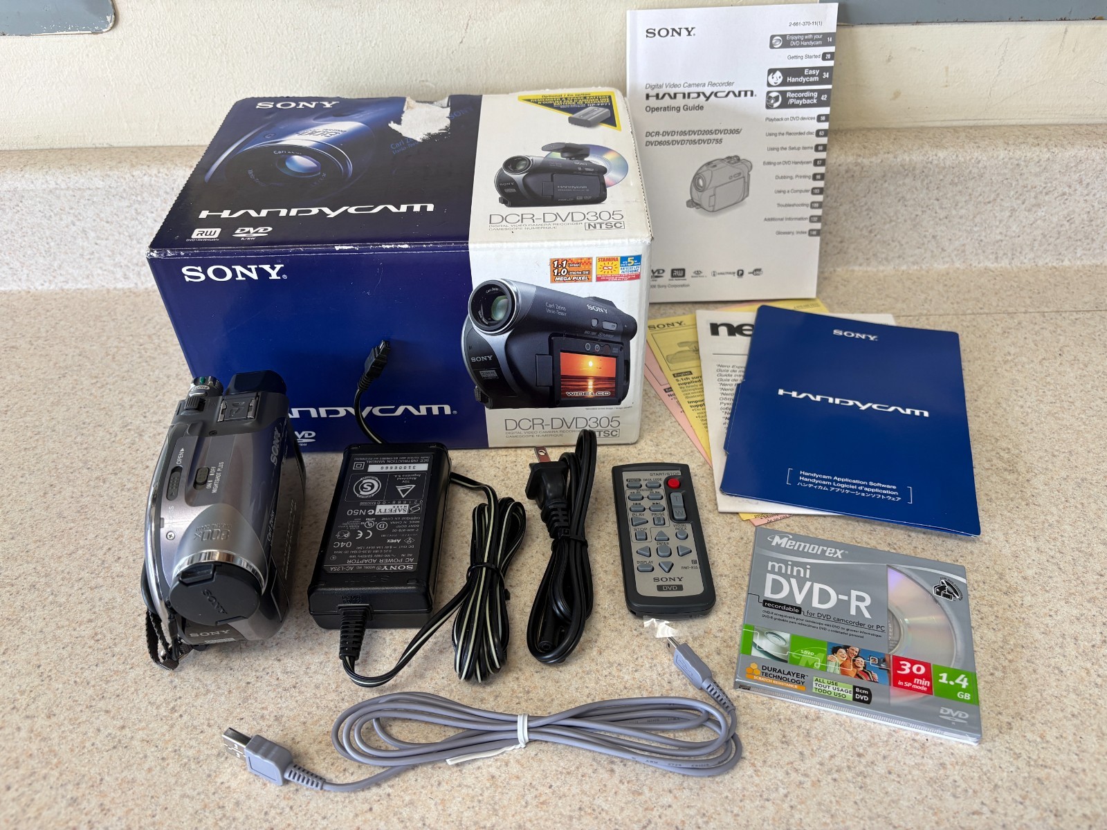 SONY HANDYCAM DCR-DVD305 In Box with Charger, new Battery and More