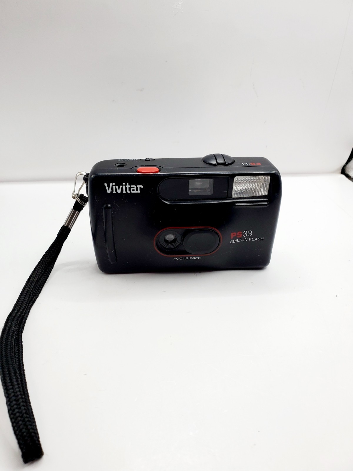 Black Vivitar PS33 Built-In Flash Focus Camera Hobby Collect Photo