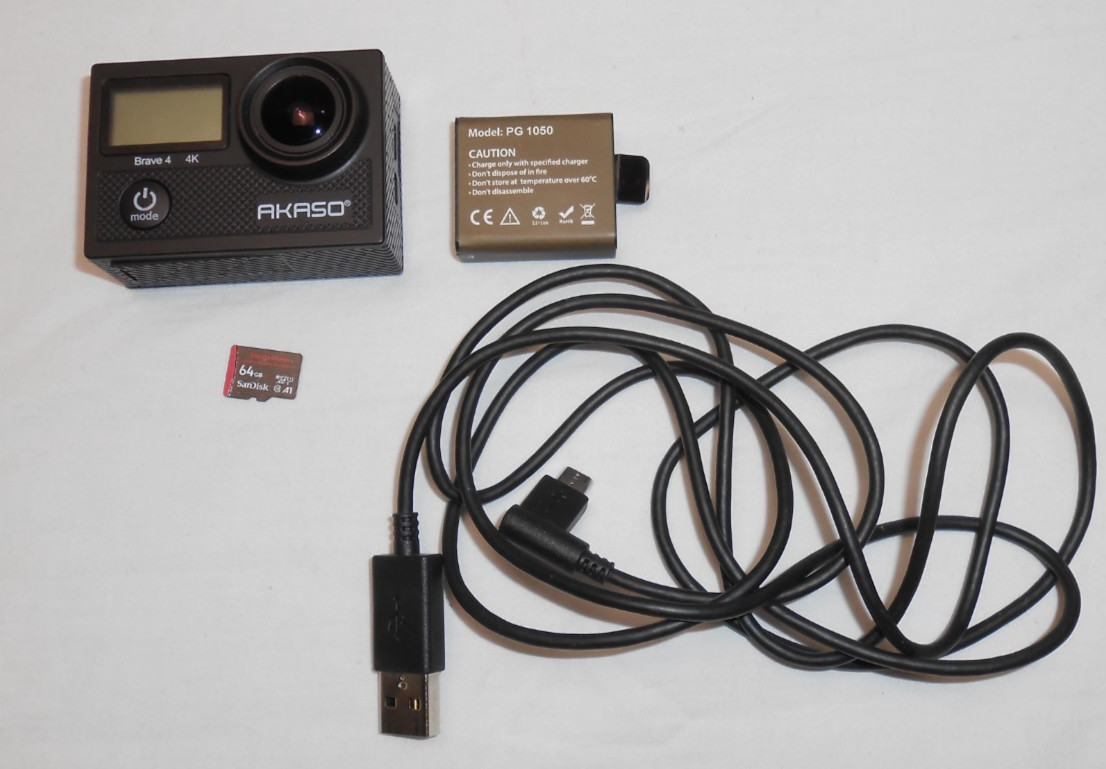 AKASO Brave 4 Action Camera 4K Ultra HD, 60FPS, Black, Waterproof 64GB Micro SD