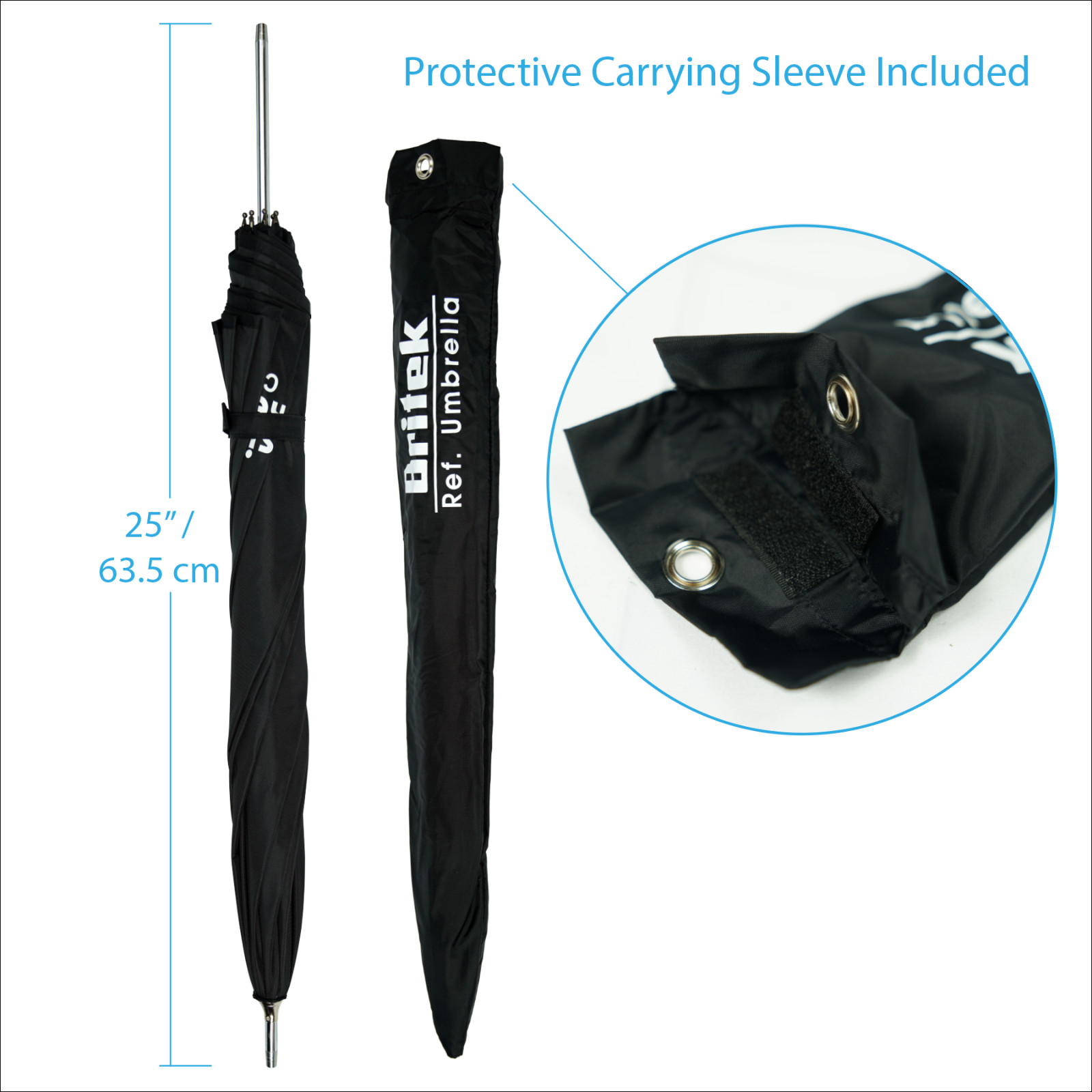 32″ Black/White Reflector Studio Umbrella for Photography w/ Metal Tips, Slider
