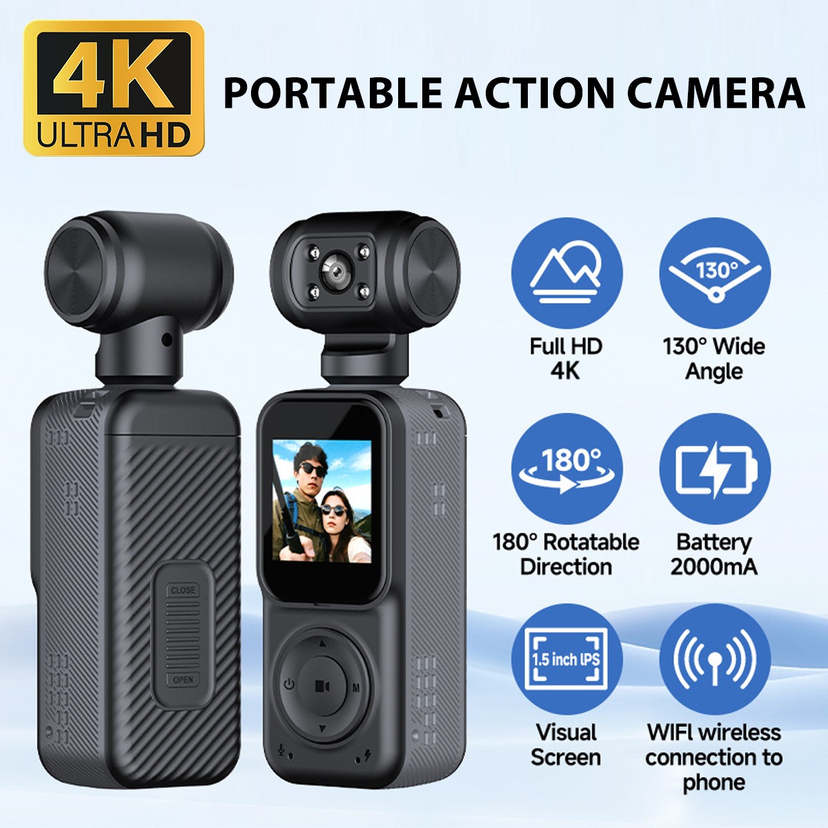 4K/2K HD WiFi Pocket Action Mini Body Camera Audio & Video Recording Sports Cam