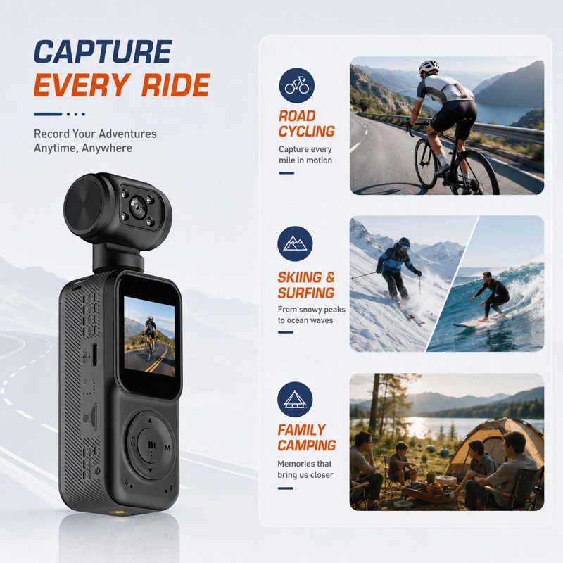 Mini Wearable Pocket Camera 2K HD 180° Rotate Lens Body Worn Cam Wide Angle