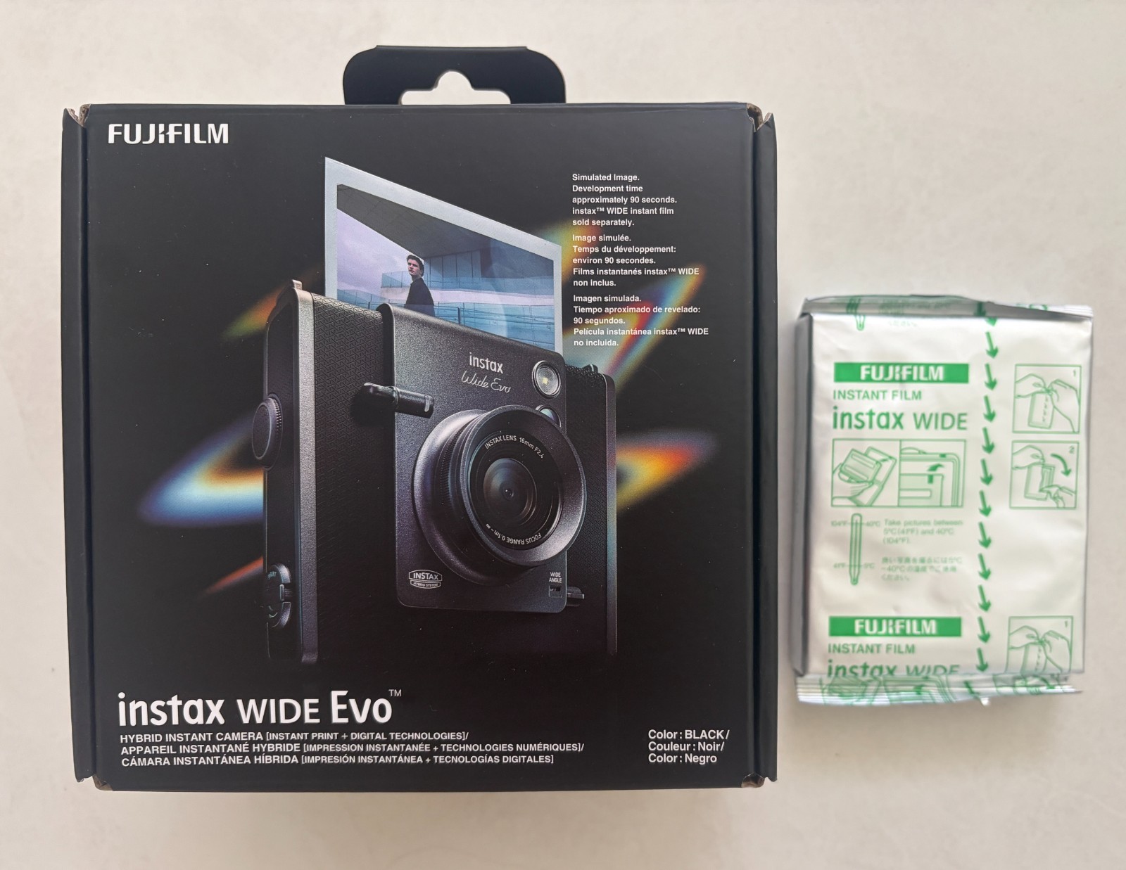 FUJIFILM Instax WIDE EVO Hybrid Instant Film Camera Brand New w/10 pack of film