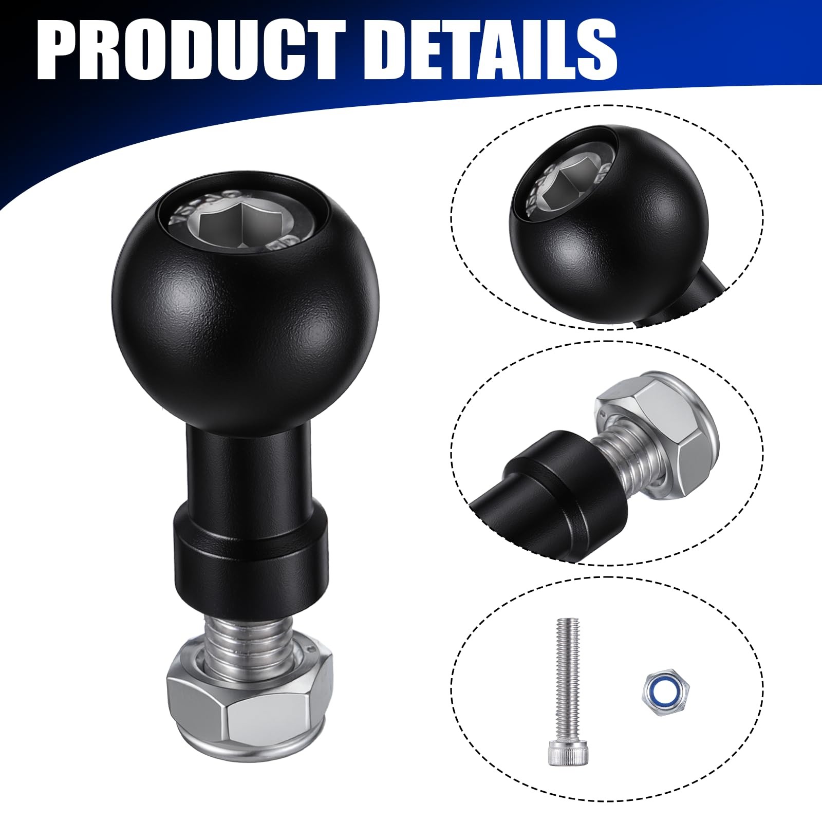 17mm Ball Mount Ball Head for Car Phone Holder Aluminum