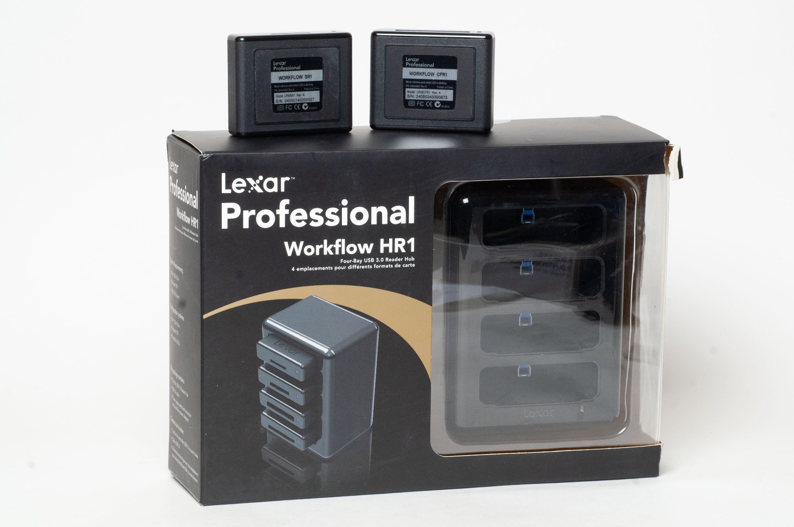 Exc Lexar Prof Workflow HR1 Hub USB 3.0 with CFR1 & SR1 Card Reader tested CF SD