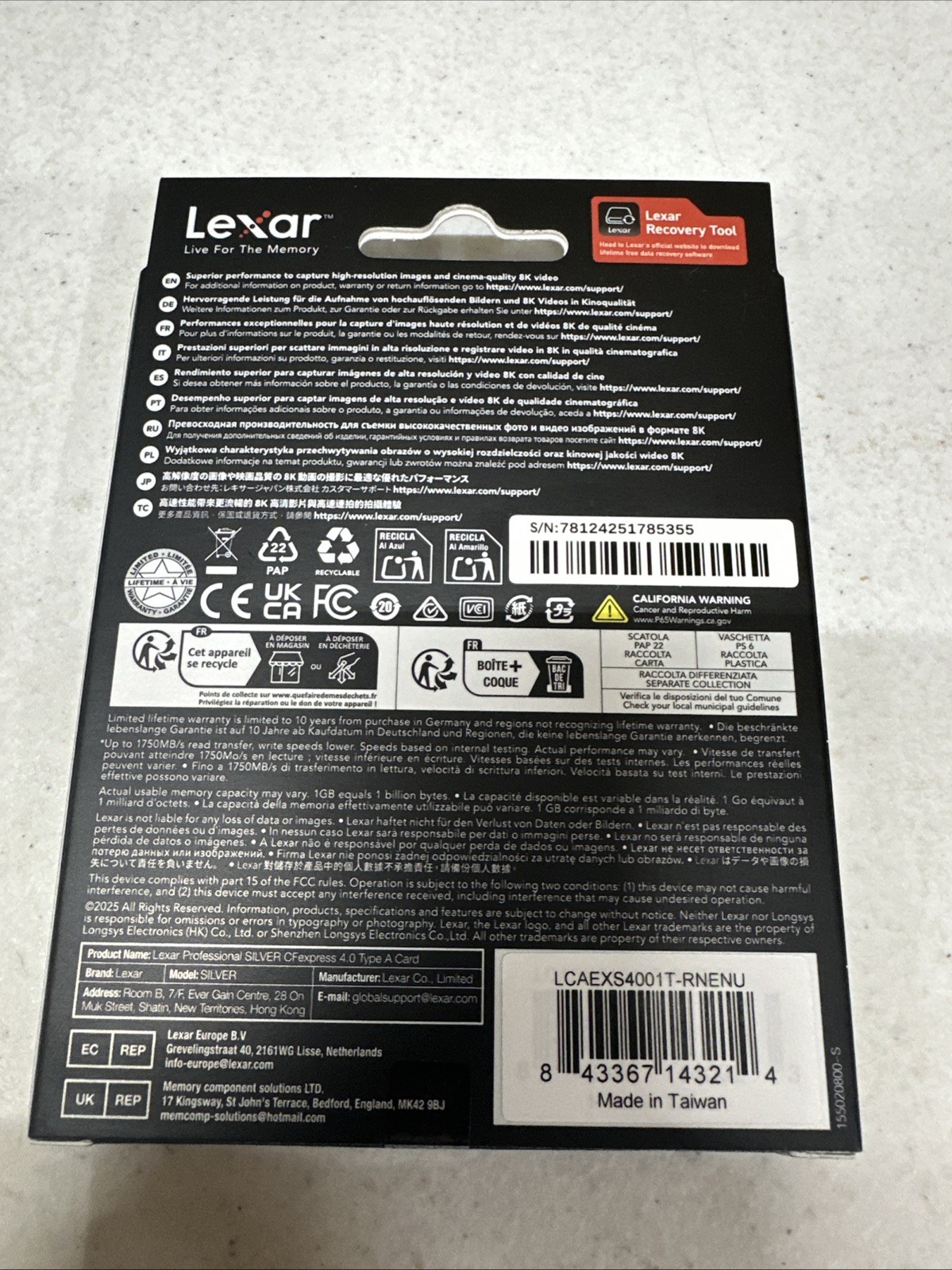 Lexar Professional Silver Series CFexpress 4.0 Type A Card 1TB , 1750 MB’s