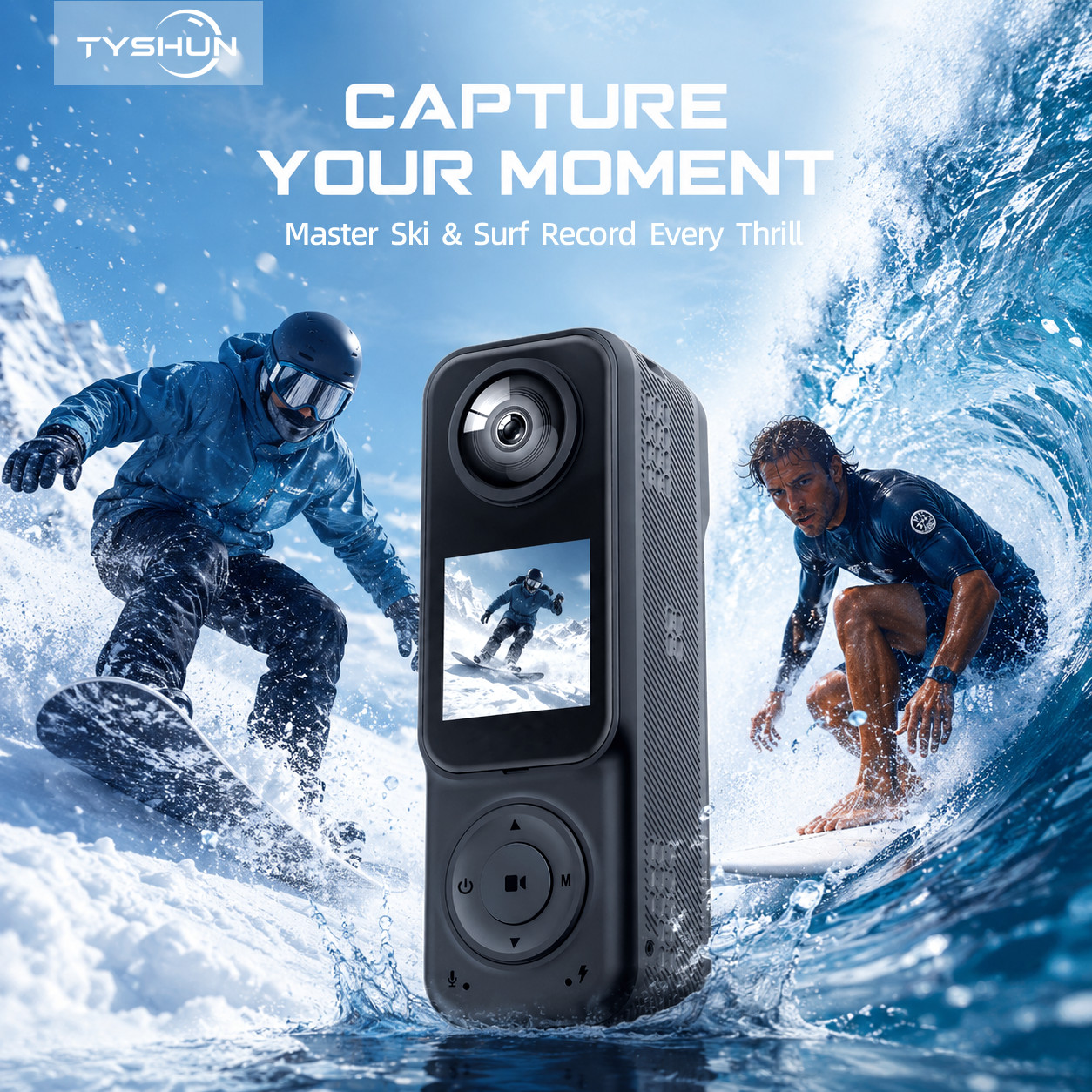 4K Handheld Action Camera Dual-Lens Waterproof POV Cameras For vlogs cycling US