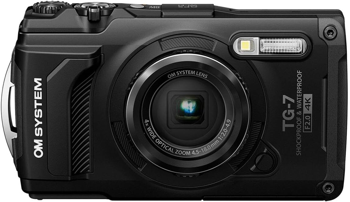 OM SYSTEM Tough TG-7 12MP 4K Shock & Waterproof Wi-Fi GPS Digital Camera Black