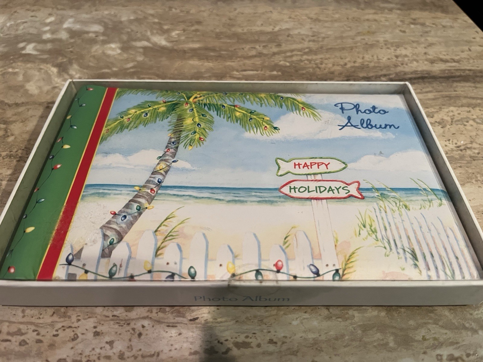 Photo Album Holds 24 4×6″ Photos Coastal Design Travel Beach New! Happy Holidays